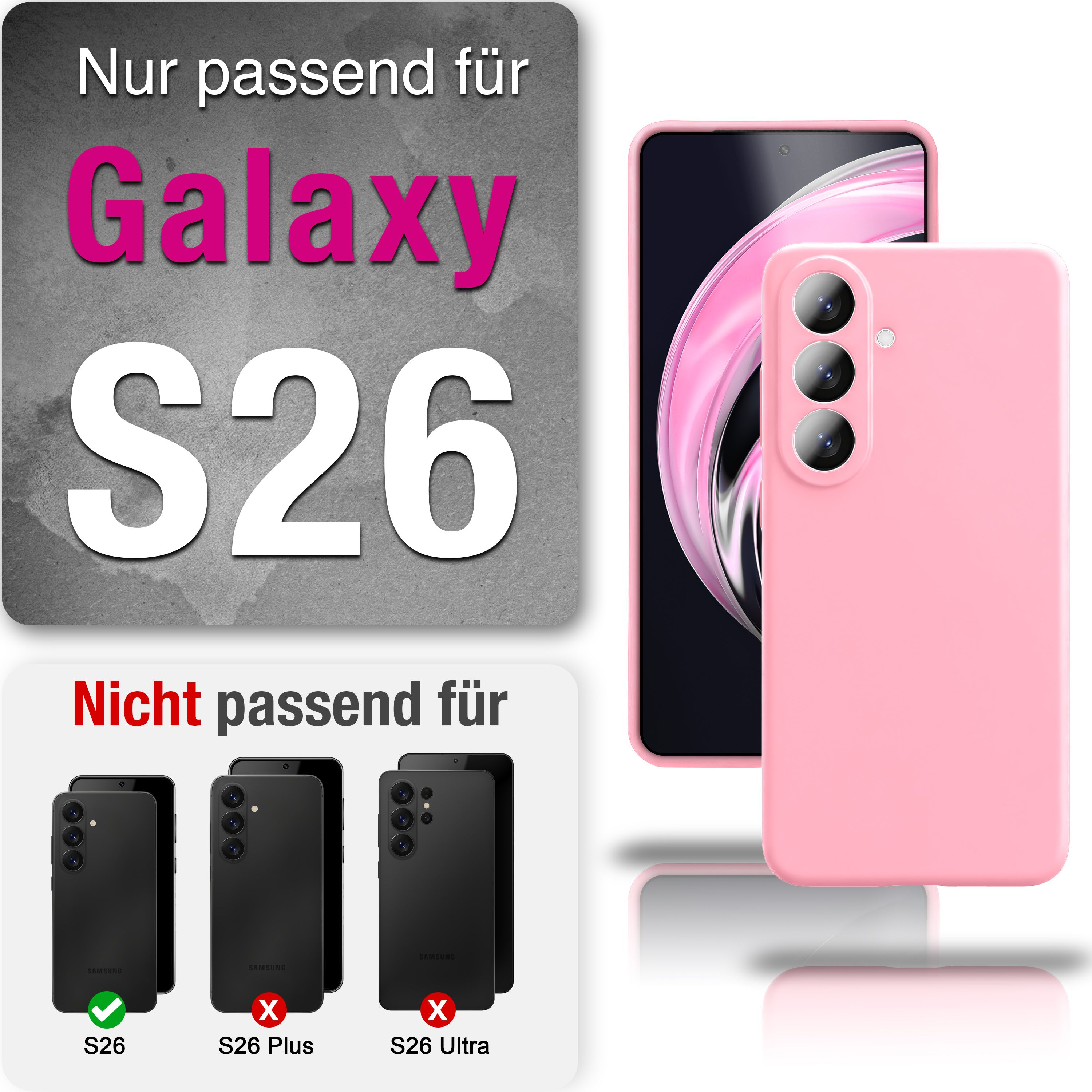 Eine rosa Hülle für das Samsung Galaxy S26.