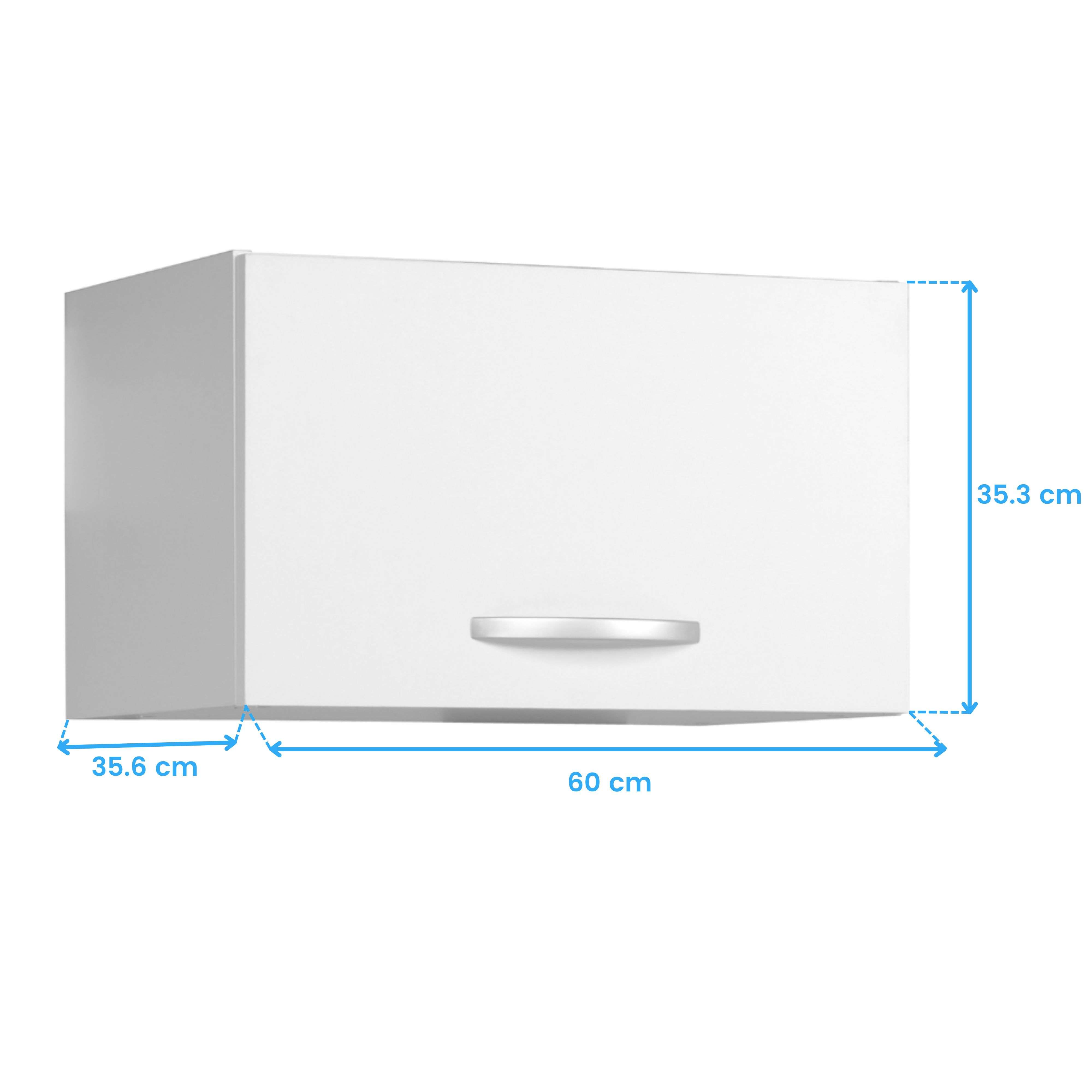 Armario blanco de pared con tirador plateado, 60x35.6x35.3 cm.