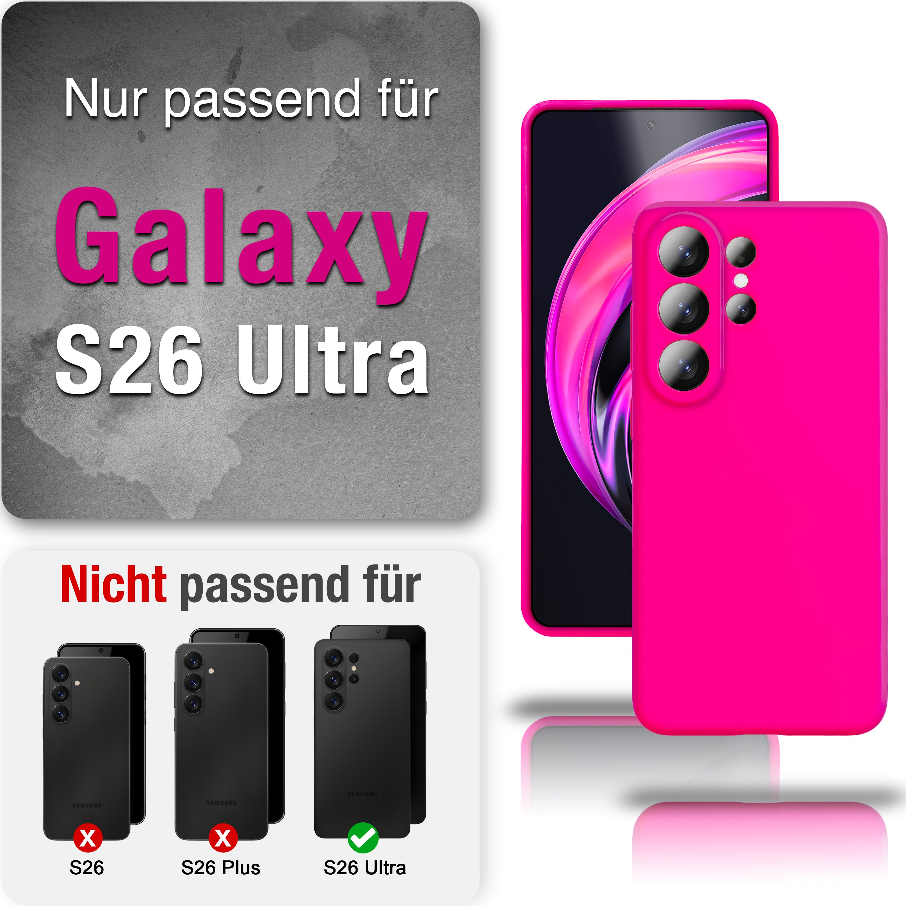 Ein pinkes Handycover für das Galaxy S26 Ultra. Nicht für andere Modelle.