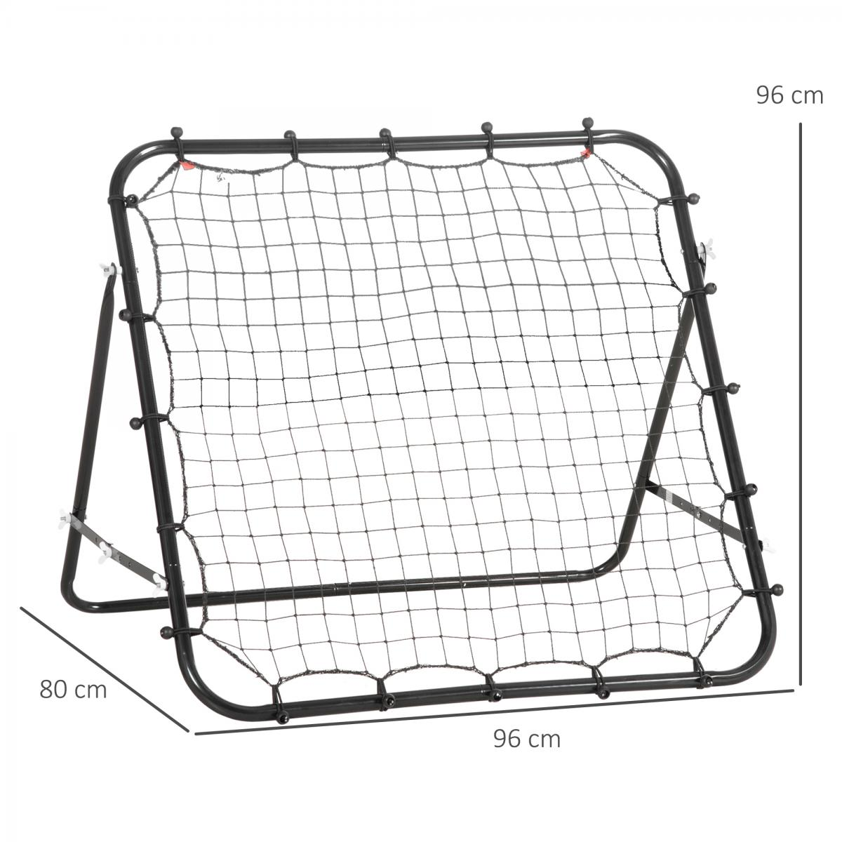 Rebounder mit schwarzem Netz und Metallrahmen, 96x96x80 cm.