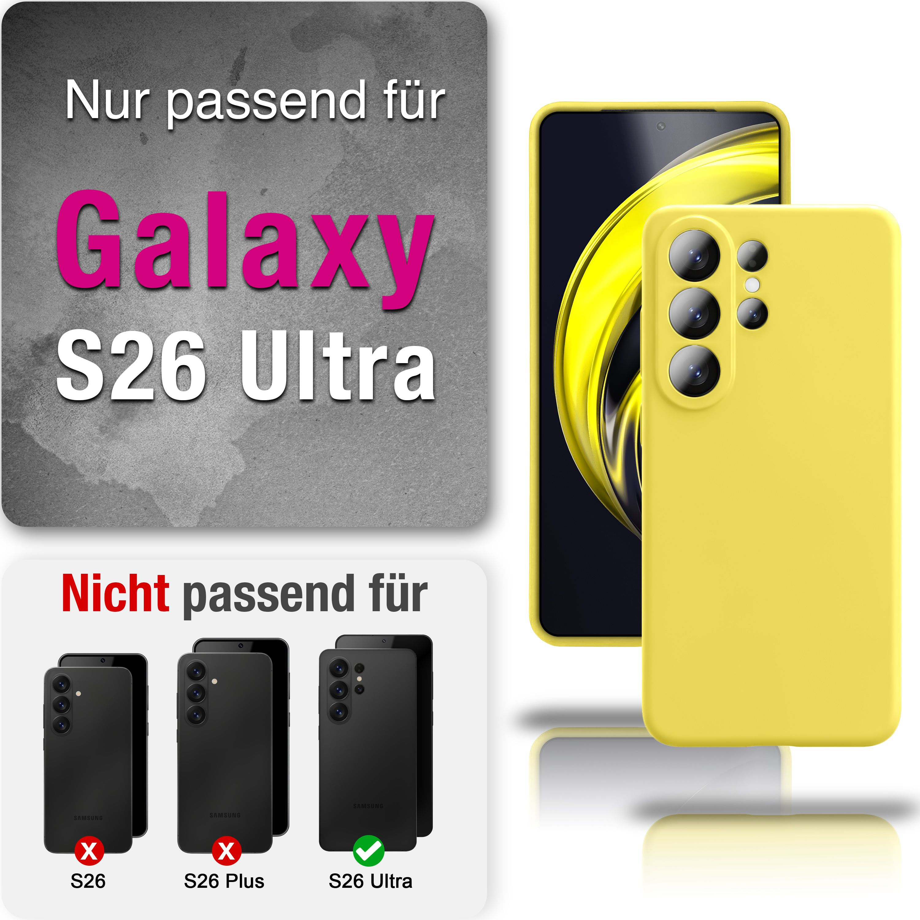 Gelbe Hülle für Samsung S26 Ultra. Nicht passend für S26/S26 Plus.