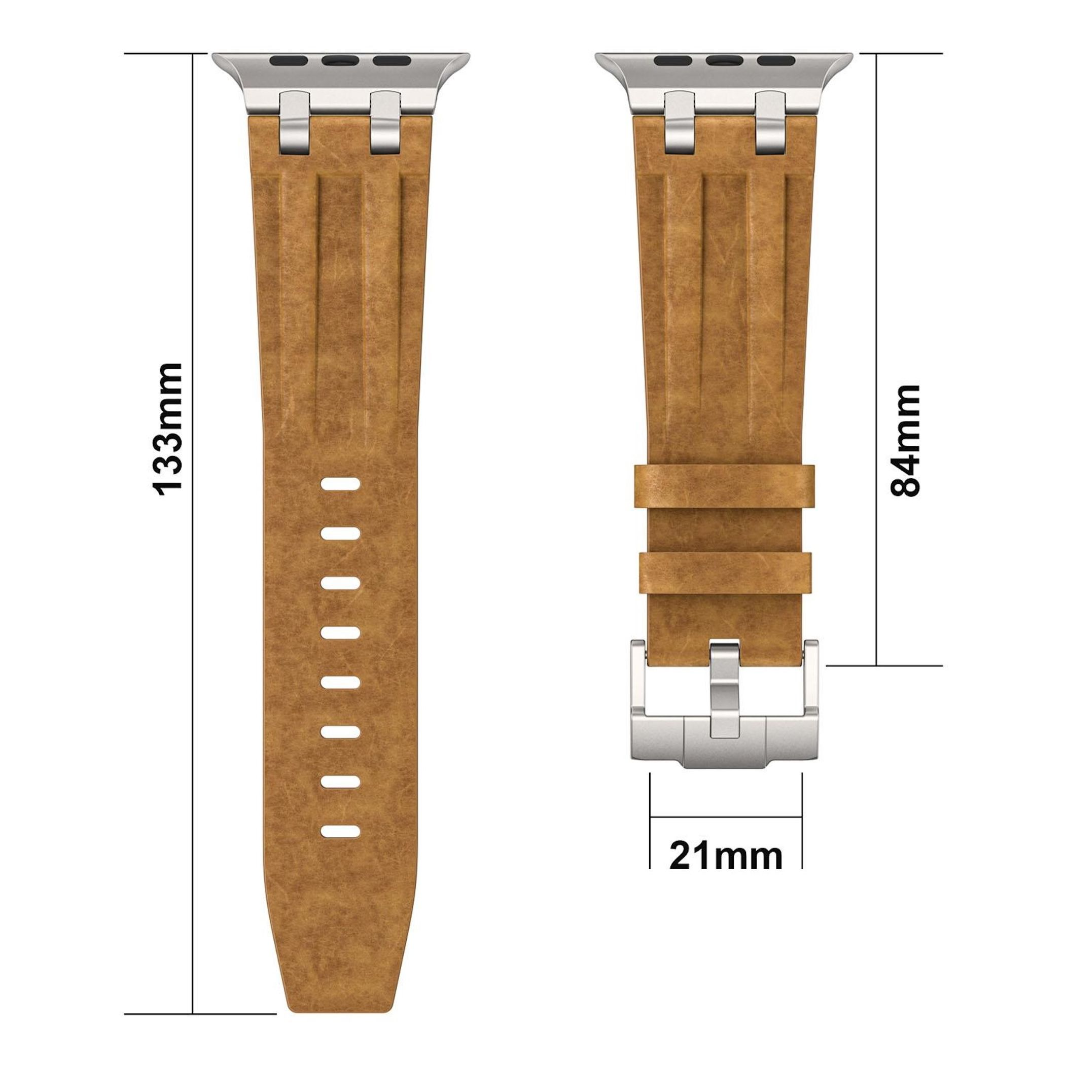 Braunes Lederarmband mit silbernem Verschluss, Maße 133mm & 84mm