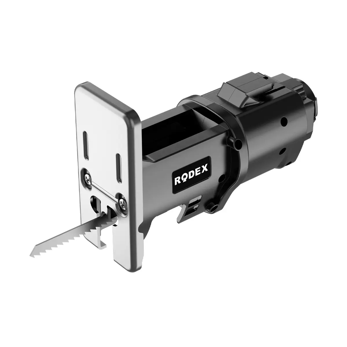 Beyaz zeminde testereli bir RODEX dekupaj testeresi.