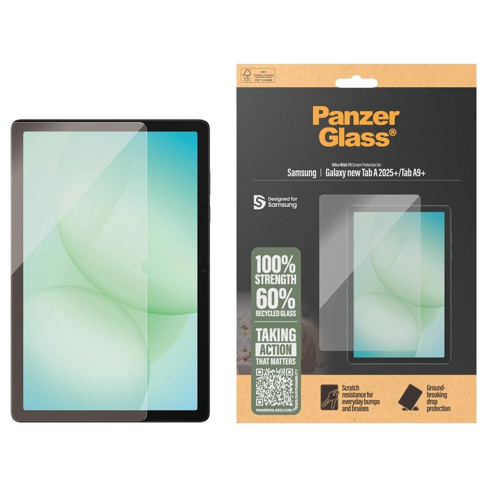 Protezione schermo PanzerGlass per Samsung Tab A 2025+/A9+ con 100% di resistenza.