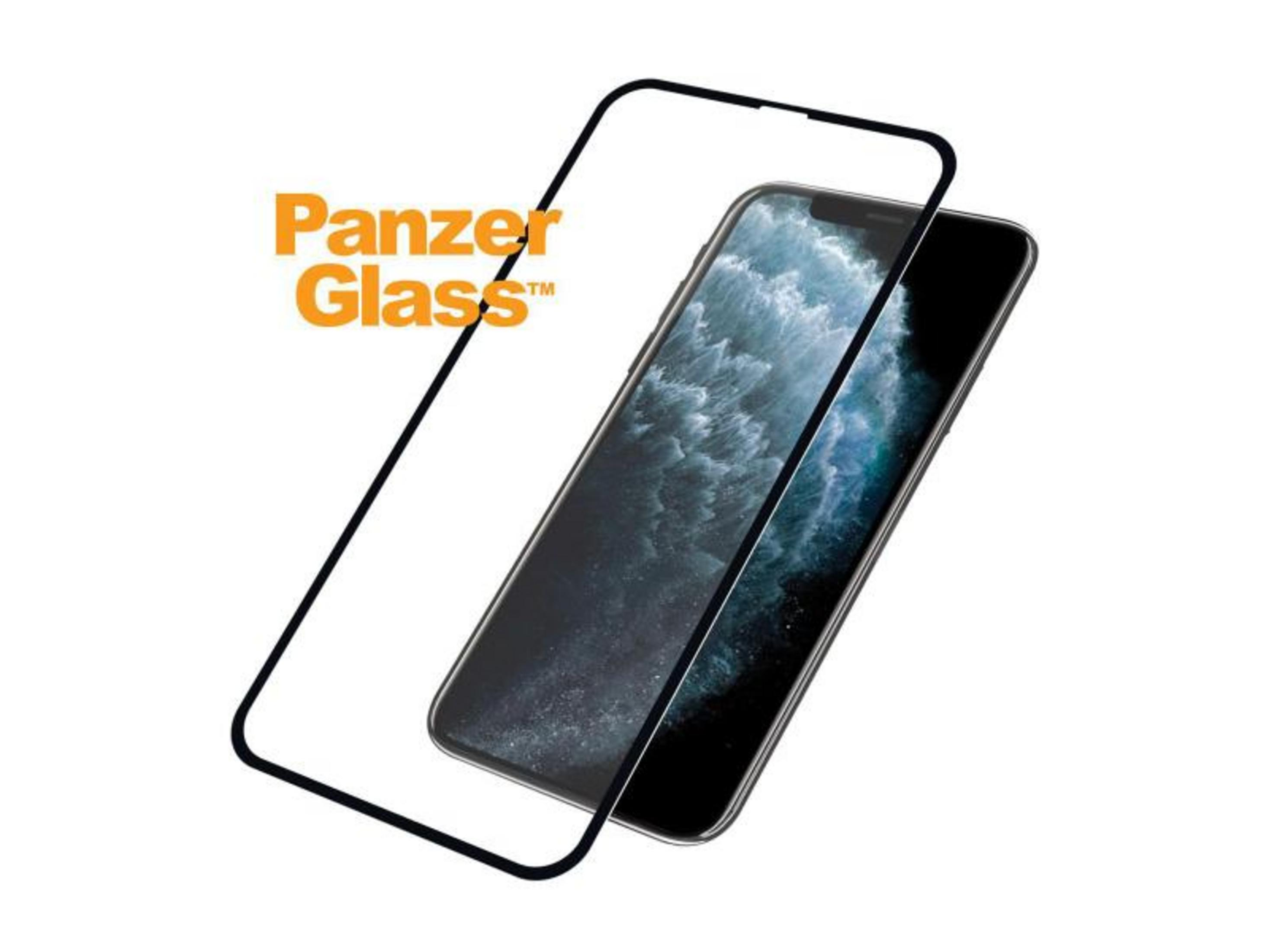 Protection d'écran Panzer Glass sur un smartphone avec fond bleu.