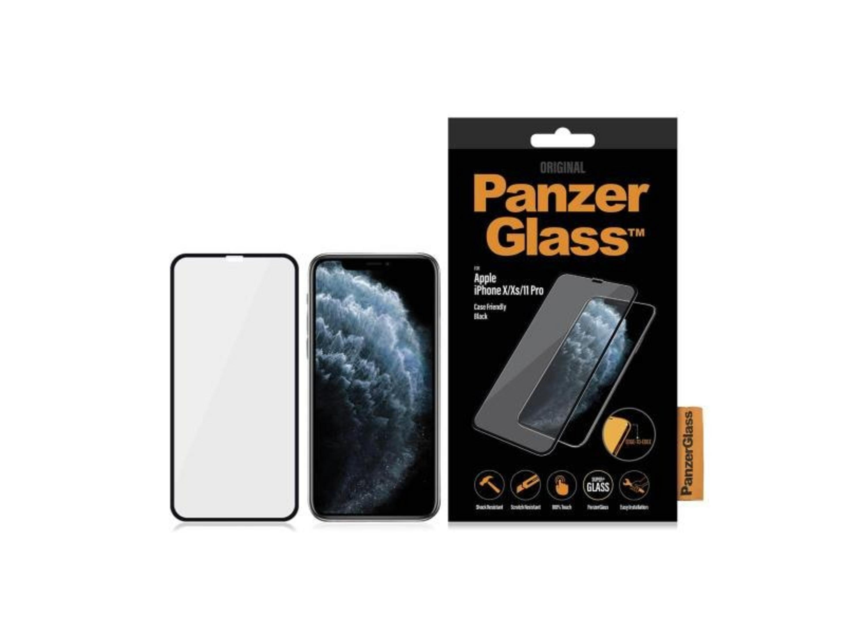 Protection d'écran PanzerGlass pour Apple iPhone X/Xs/11 Pro, noir.