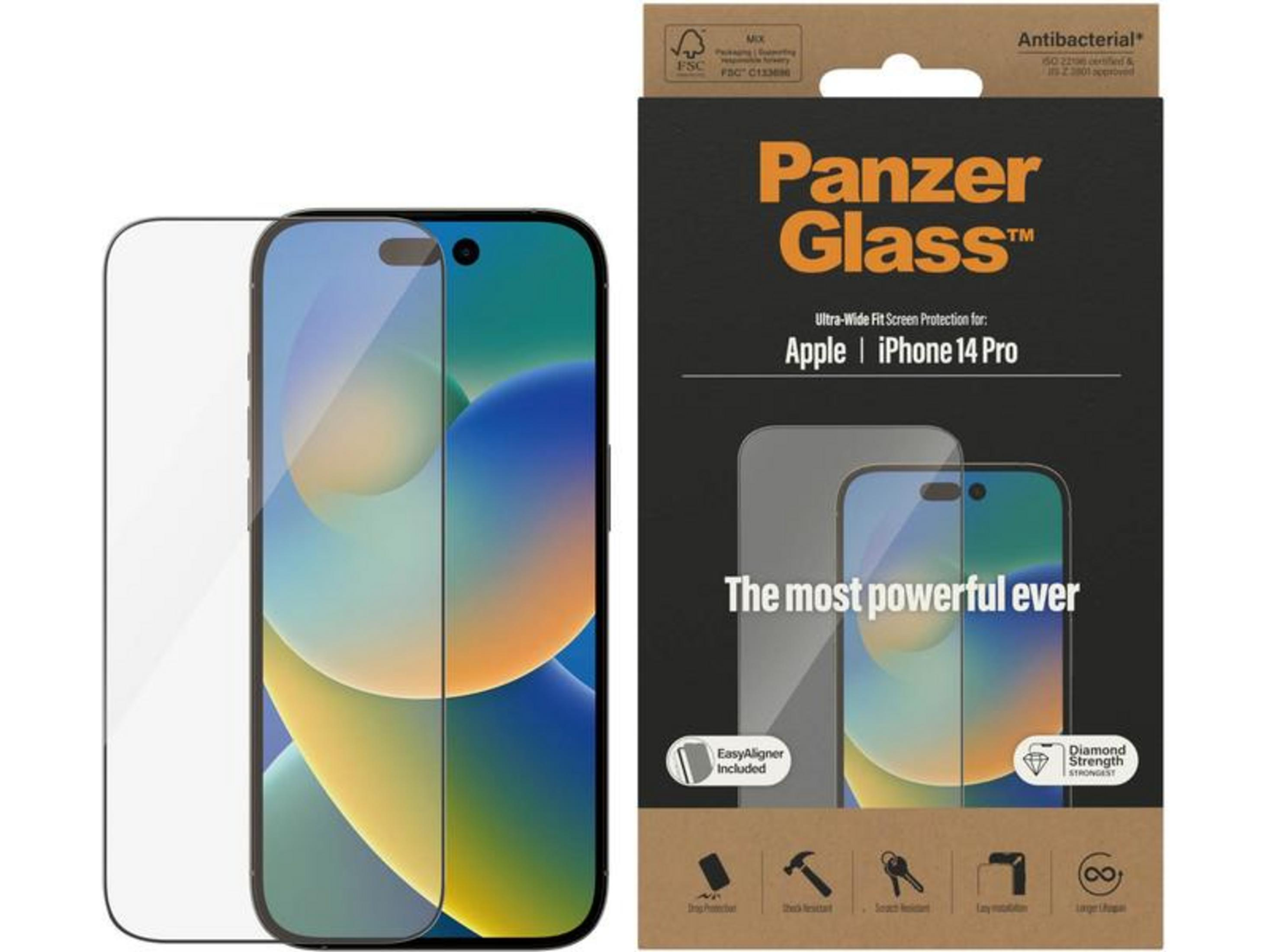 Panzer Glass Displayschutz für Apple iPhone 14 Pro, mit EasyAligner.