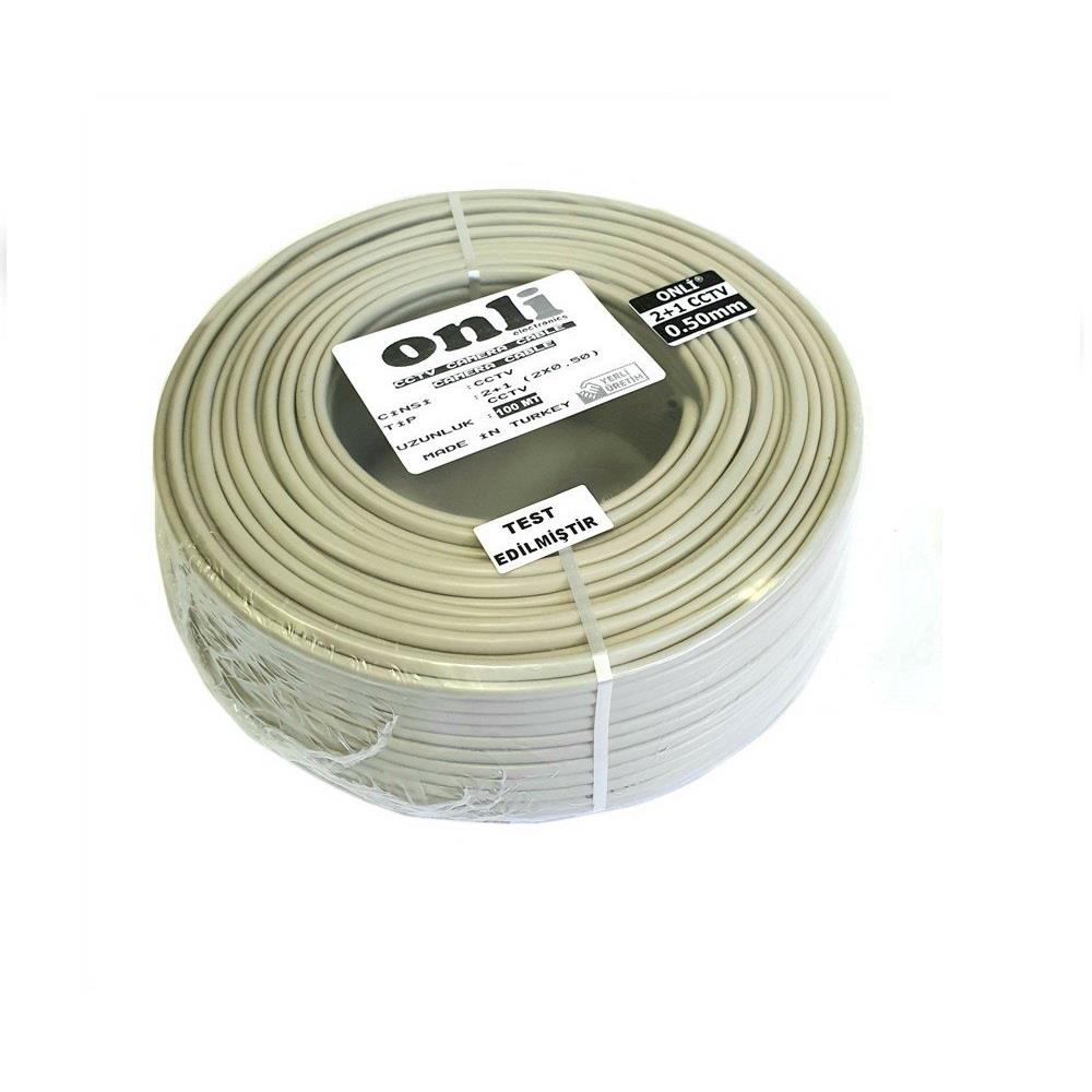 Gri CCTV kablo rulosu üzerinde 2+1 CCTV 0,50mm, 100m yazılı.