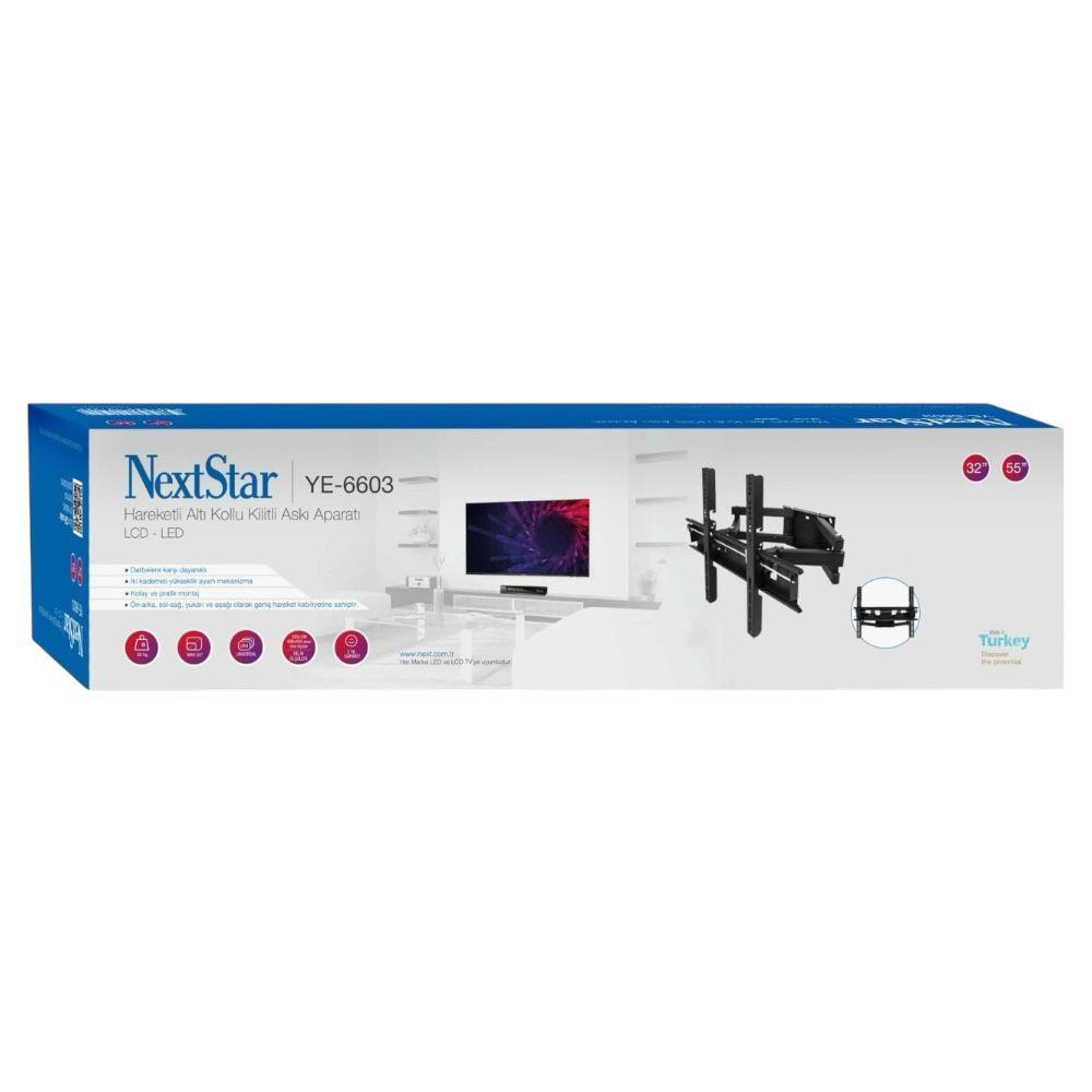 NextStar YE-6603 LCD/LED kolu TV askı aparatı, 32-55 inç. Montaj aksesuarları dahil.