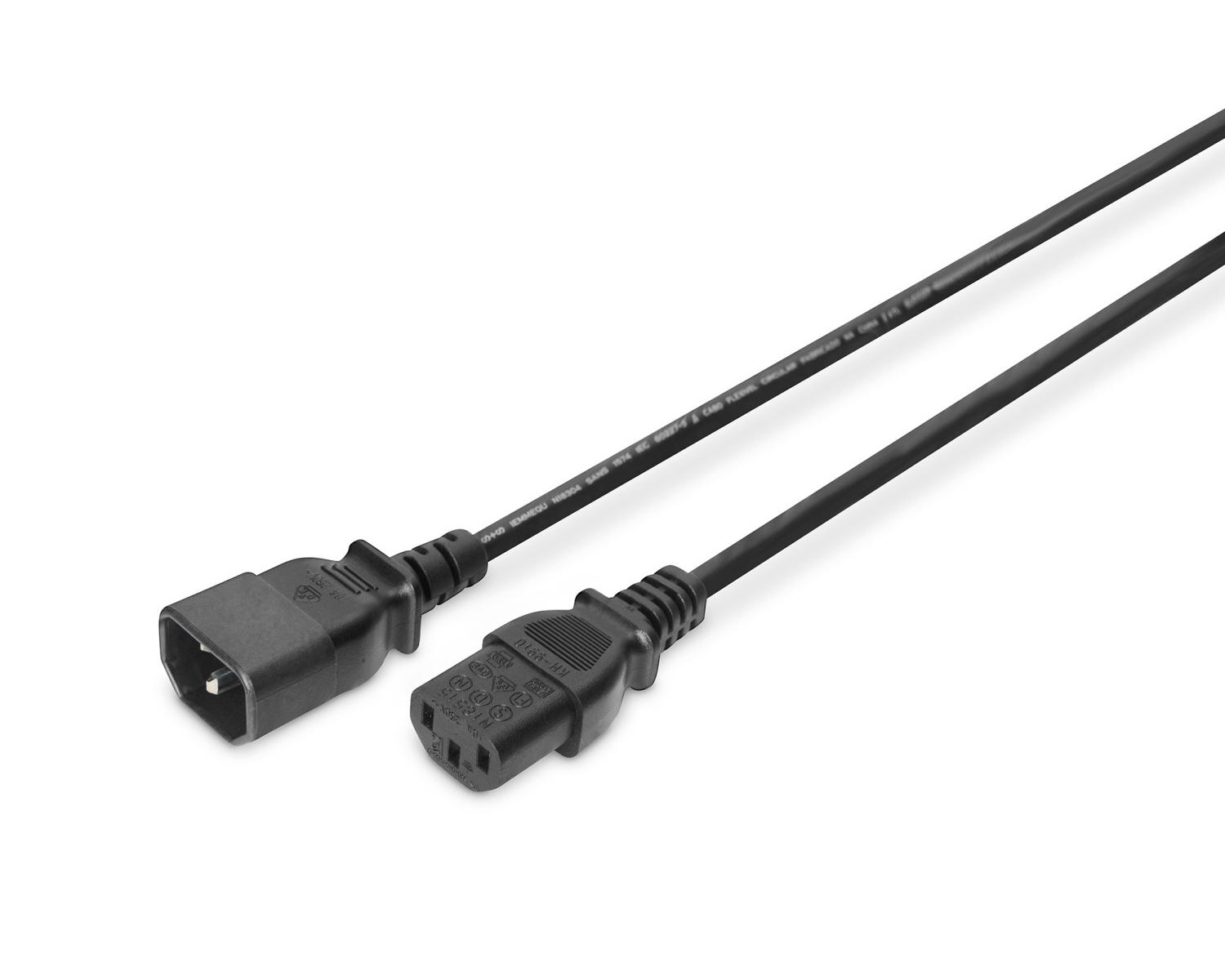 DIGITUS AK-440201-012-S PC-Monitör Arası  C14 erkek - C13 dişi 1.2 metre H05VV-F 3G 0.75qmm Güç Kablosu