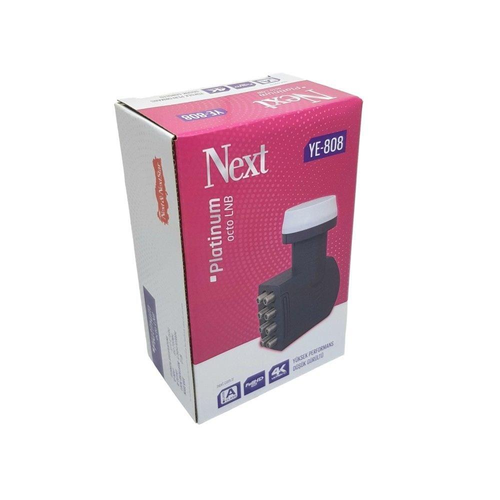 Next YE-808 Octo LNB kutusu, cihazı ve markayı gösteriyor.