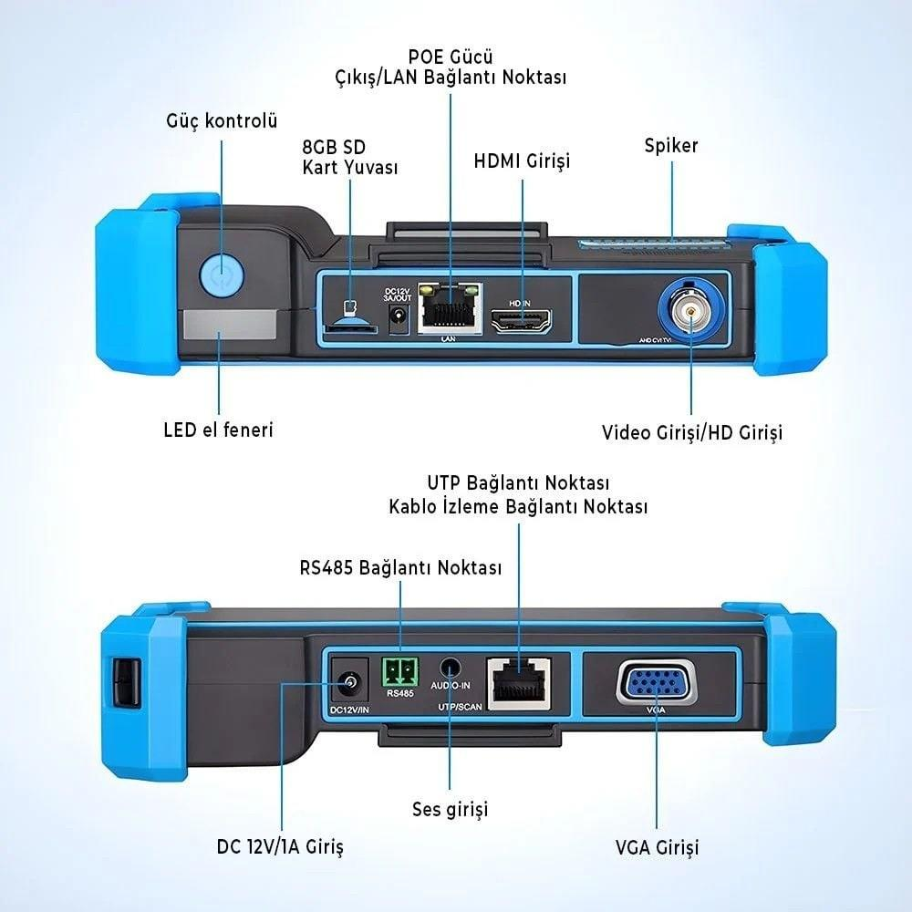 Portlu cihaz: SD kart yuvası, HDMI, LAN, hoparlör, RS485, Ses, VGA.
