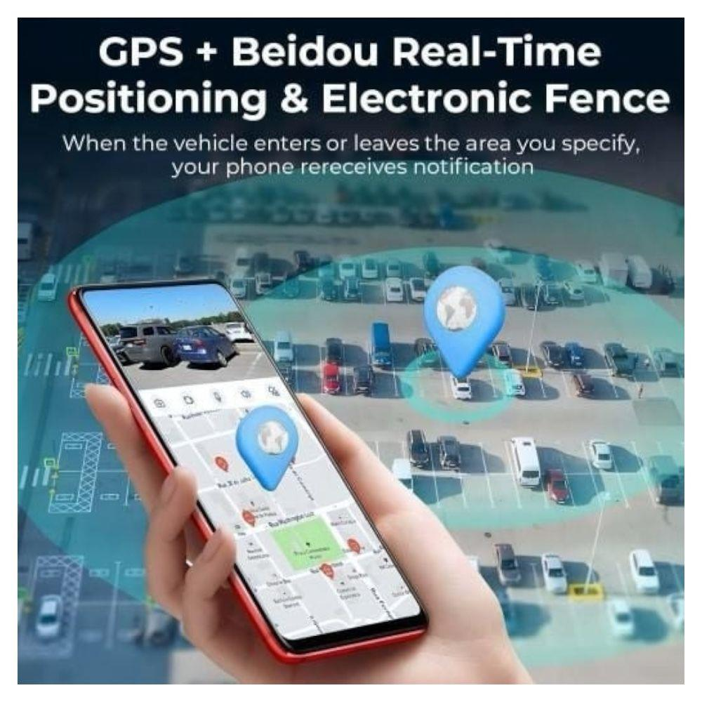 Park yerinde GPS işaretçileri olan bir harita gösteren akıllı telefonu tutan el.