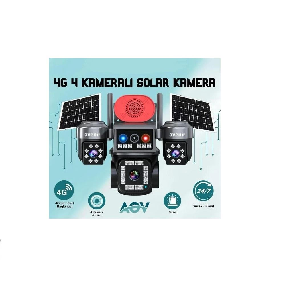 AVENIR AV-S445 8MP 4 Kameralı Solar PTZ 4G Sim Kartlı Evet Kamera