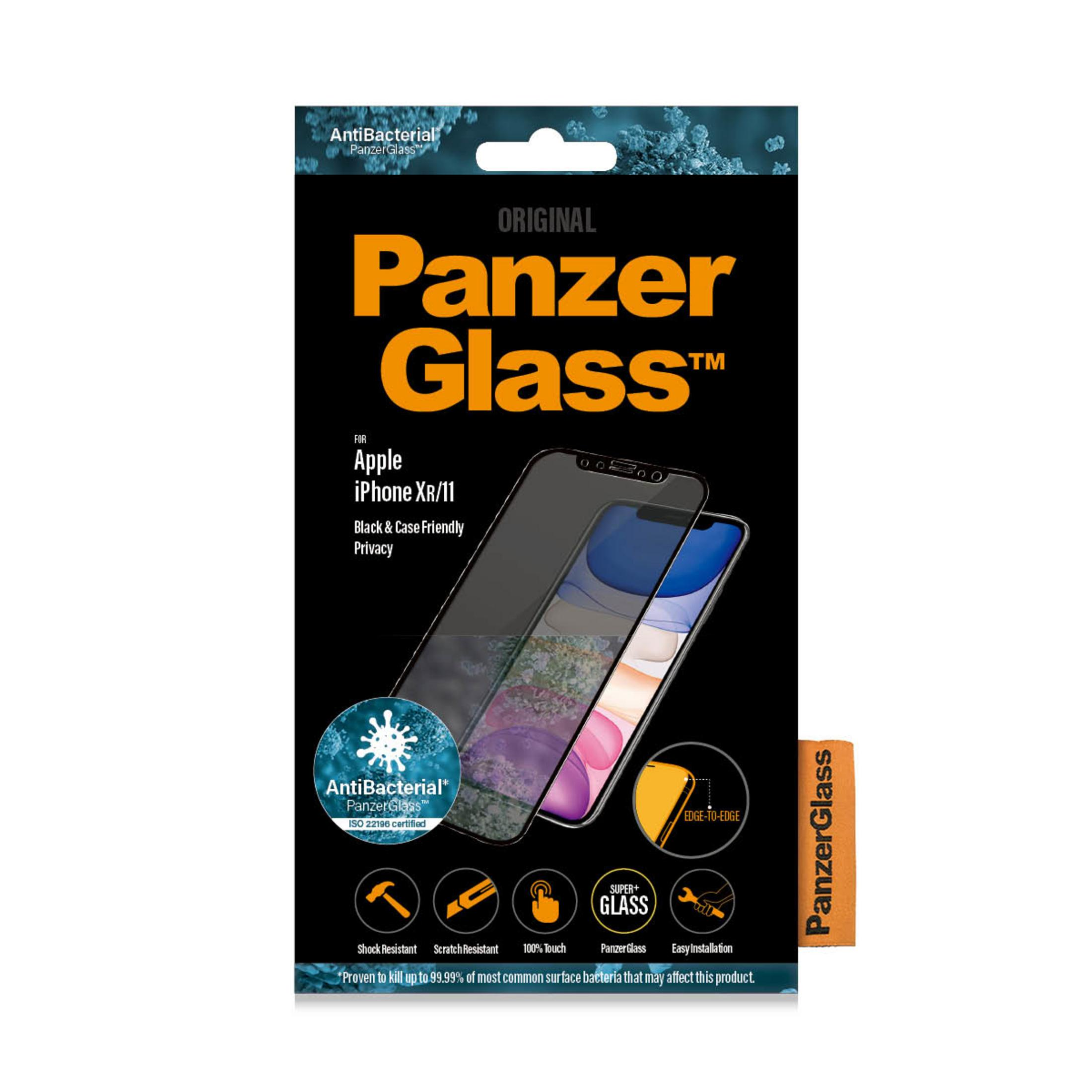 Emballage de protection d'écran PanzerGlass pour iPhone XR/11, antibactérien.