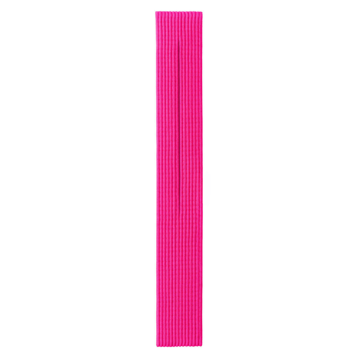 Una fascia verticale, a costine, rosa acceso su sfondo bianco.