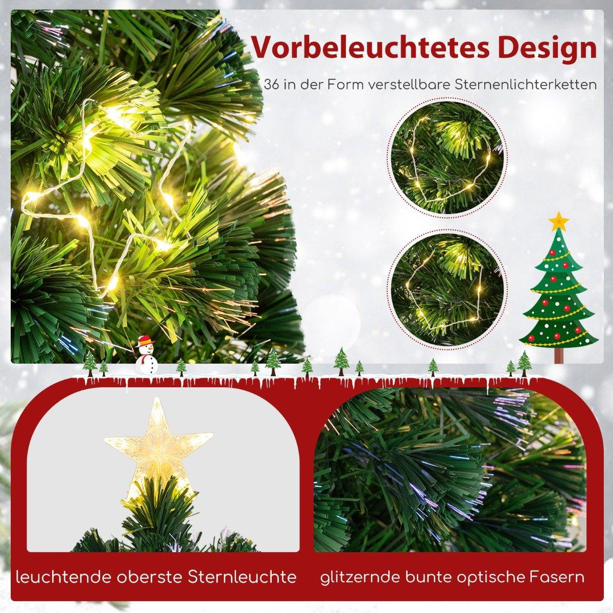 Een kerstboom met lampjes en sterren. Vooraf verlicht ontwerp.
