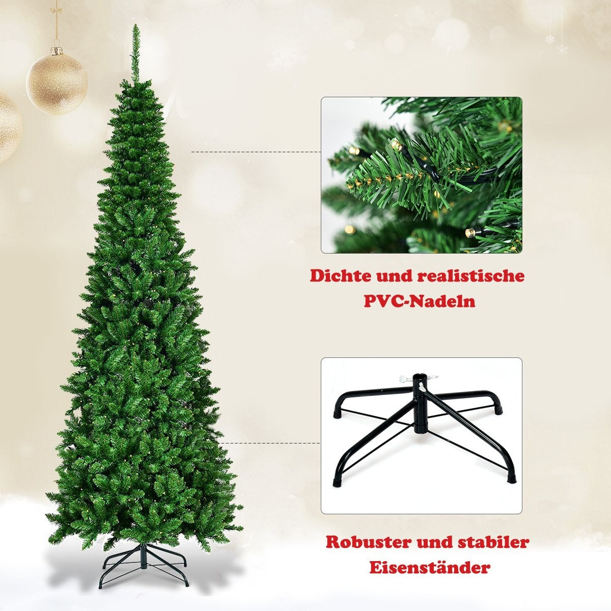 Groene kerstboom met gedetailleerde naalden en metalen standaard
