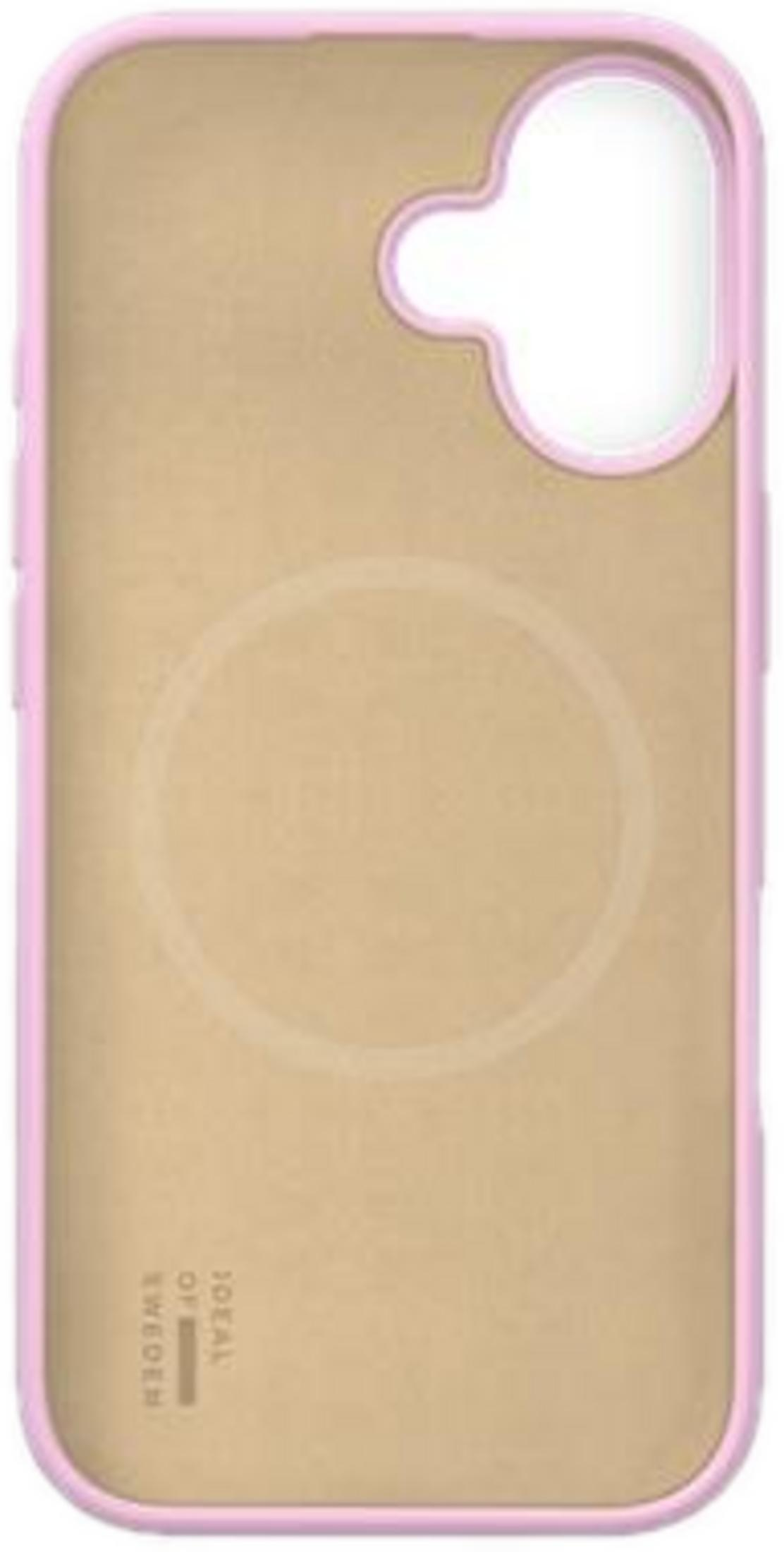 Ein hellbraunes Handycover mit pinkem Rand und Kameraausschnitt.