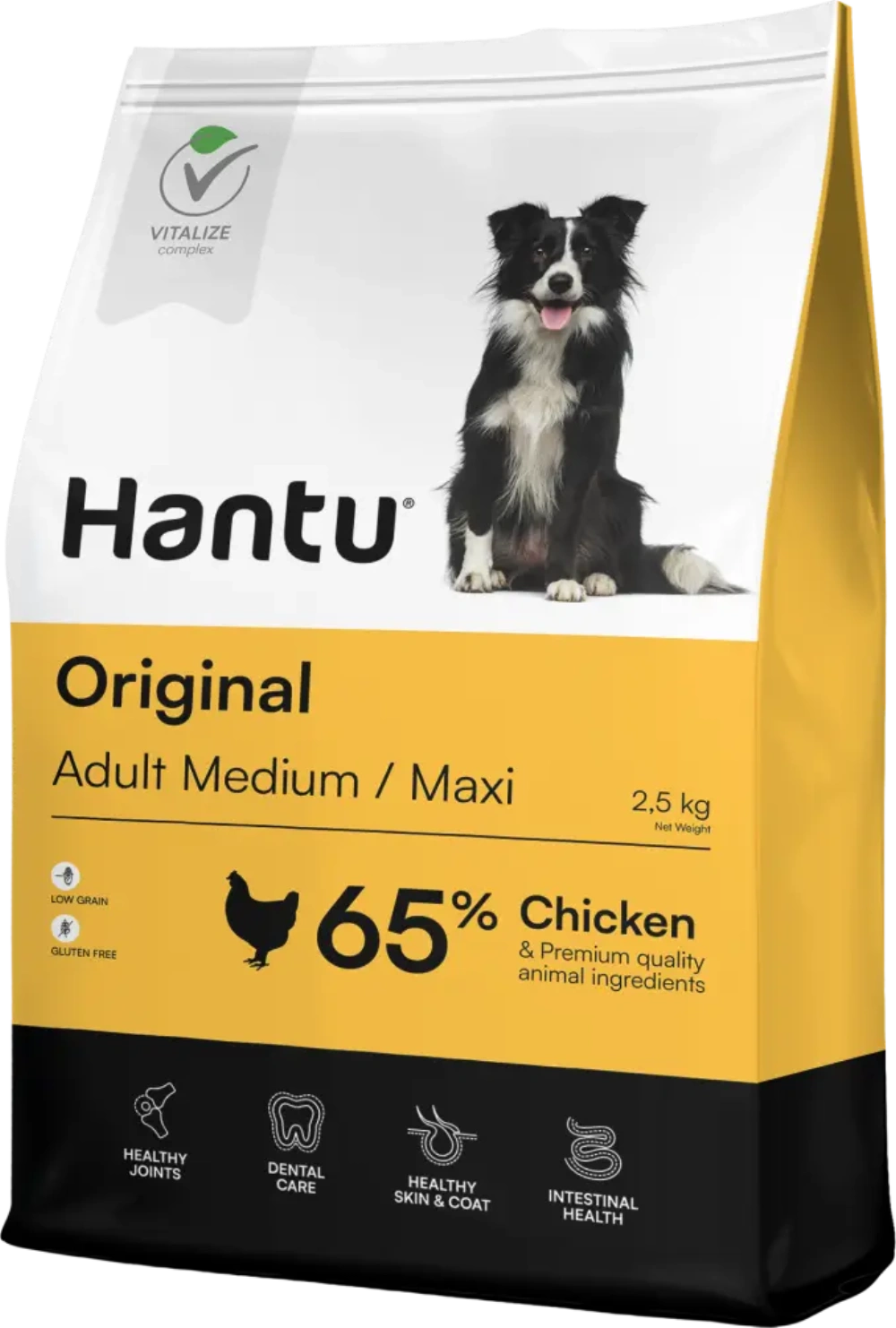 Comida para perros Hantu: Original, 2,5 kg. Con 65% de pollo para perros adultos.