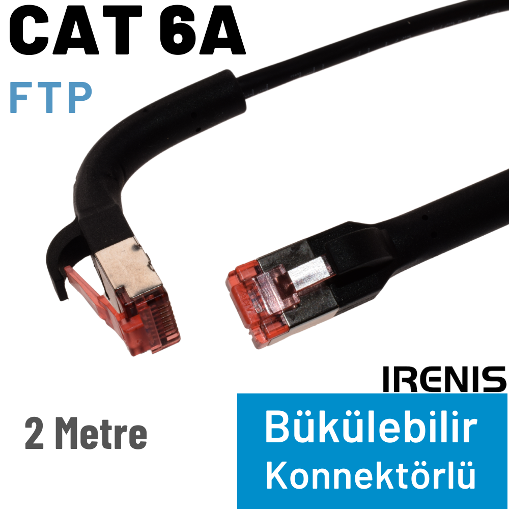 IRENIS CAT6A U/FTP 90° 2 m Bükülebilir Kablo