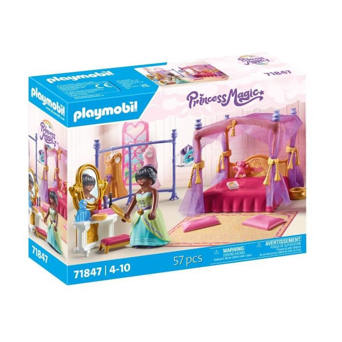Playmobil Prinzessinnen-Spielset mit Bett, Kleiderständer und Figur.