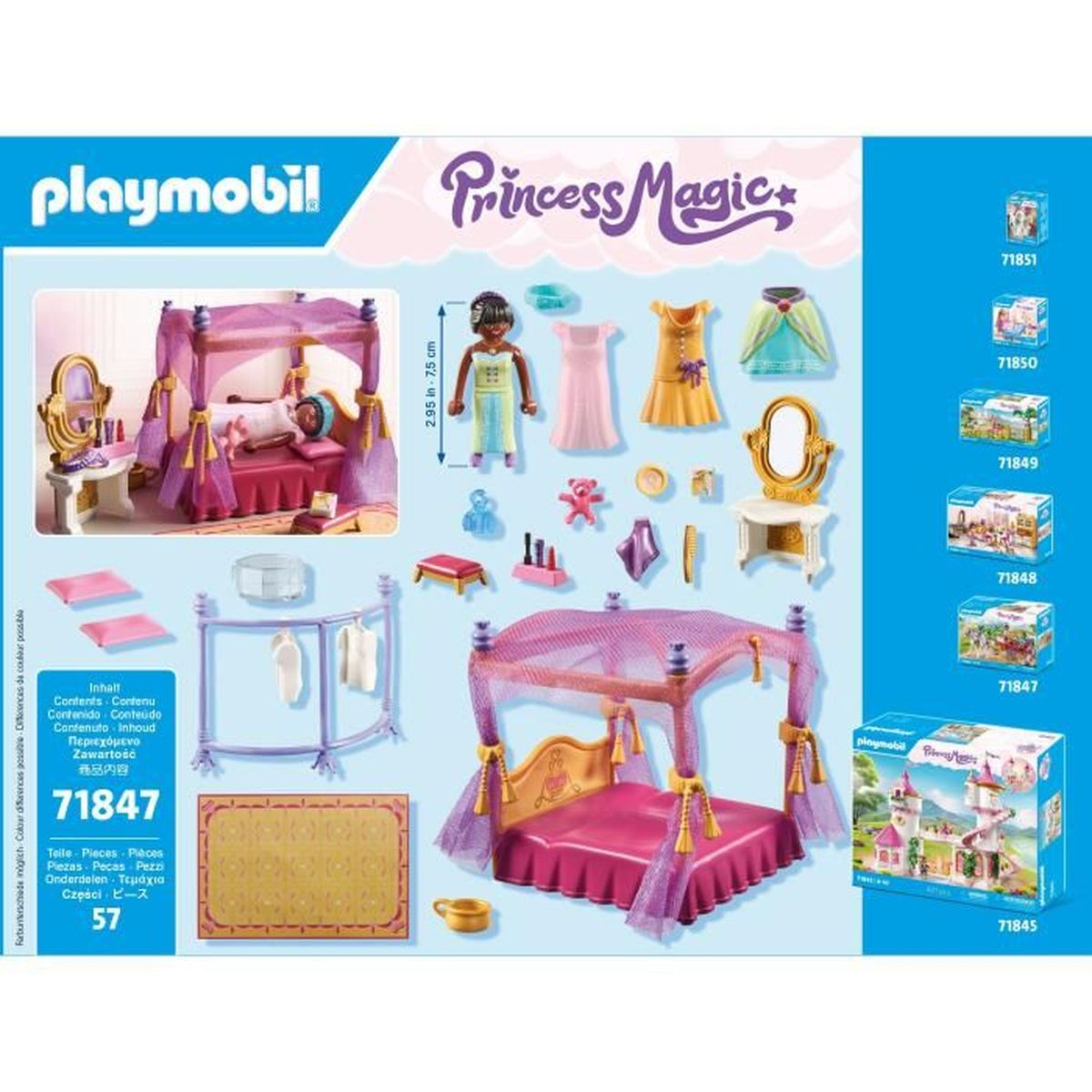 Playmobil Prinzessin Bett-Set mit Puppen, Kleidern und Zubehör.