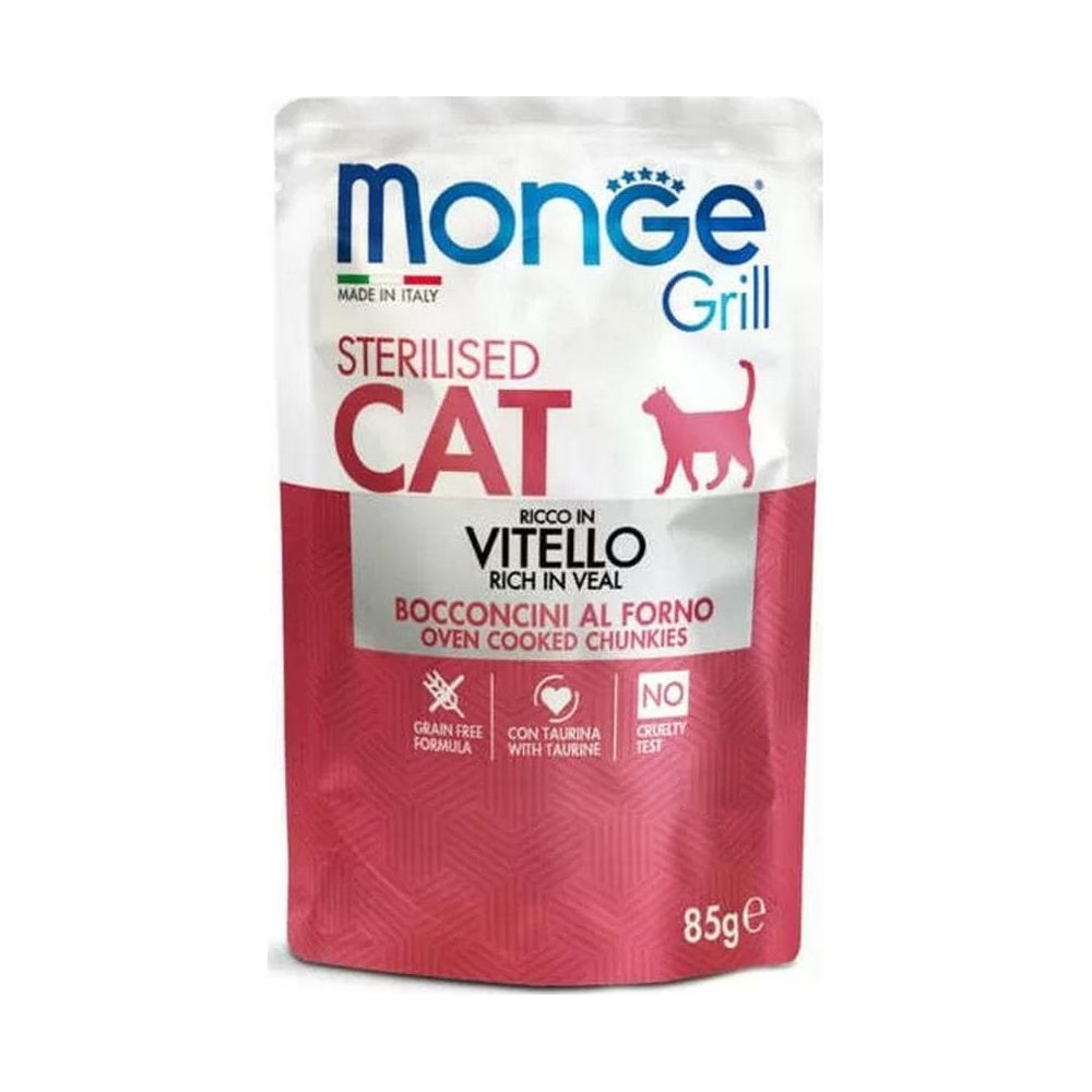 Packung Monge Sterilised Cat mit Kalbfleisch, 85g.