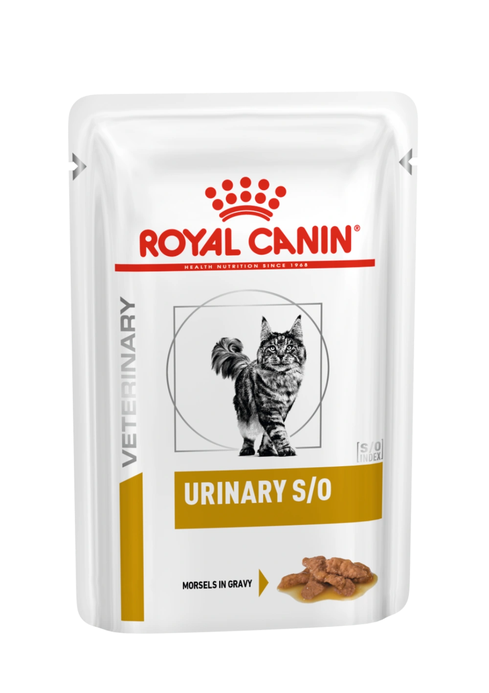 Una bolsa de comida húmeda Royal Canin Urinary S/O para gatos.