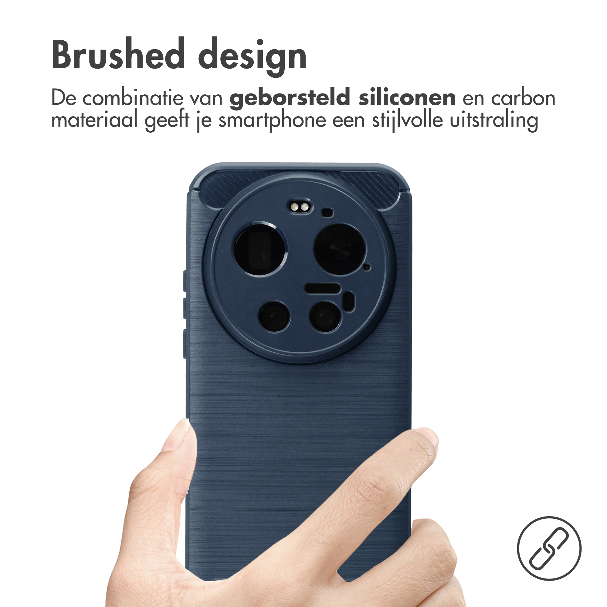 Coque de téléphone bleue à texture brossée et module caméra.