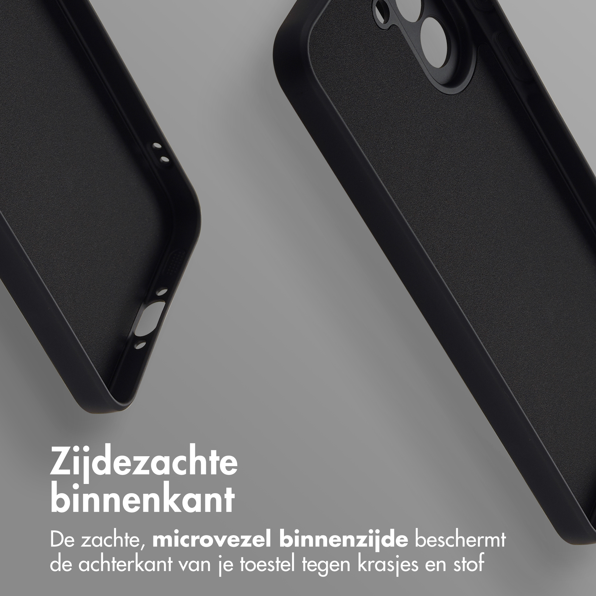 Coque de téléphone noire avec intérieur doux en microfibre pour protection.