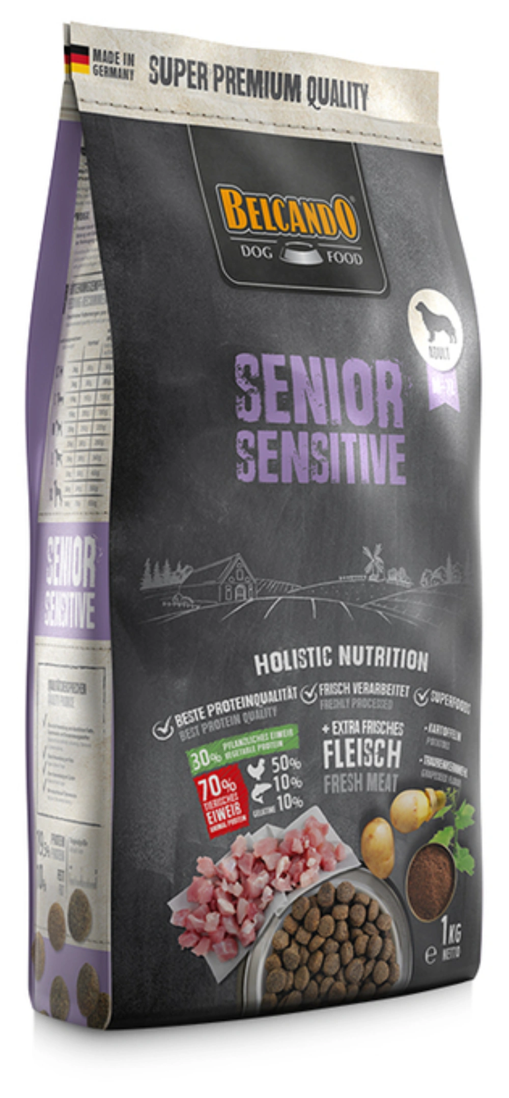 Alimento para perros Belcando Senior Sensitive, 1kg. Con carne fresca y patatas.