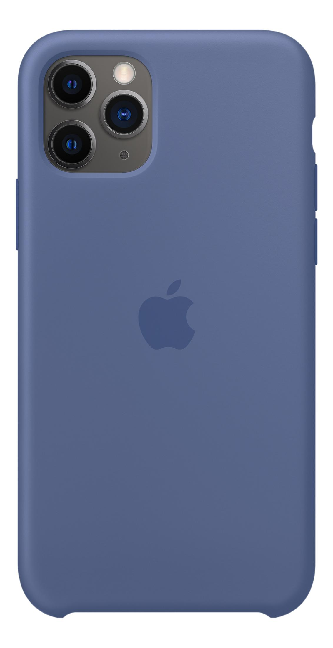 Blaue Hülle mit Apple-Logo und dreifacher Kameraaussparung oben links.