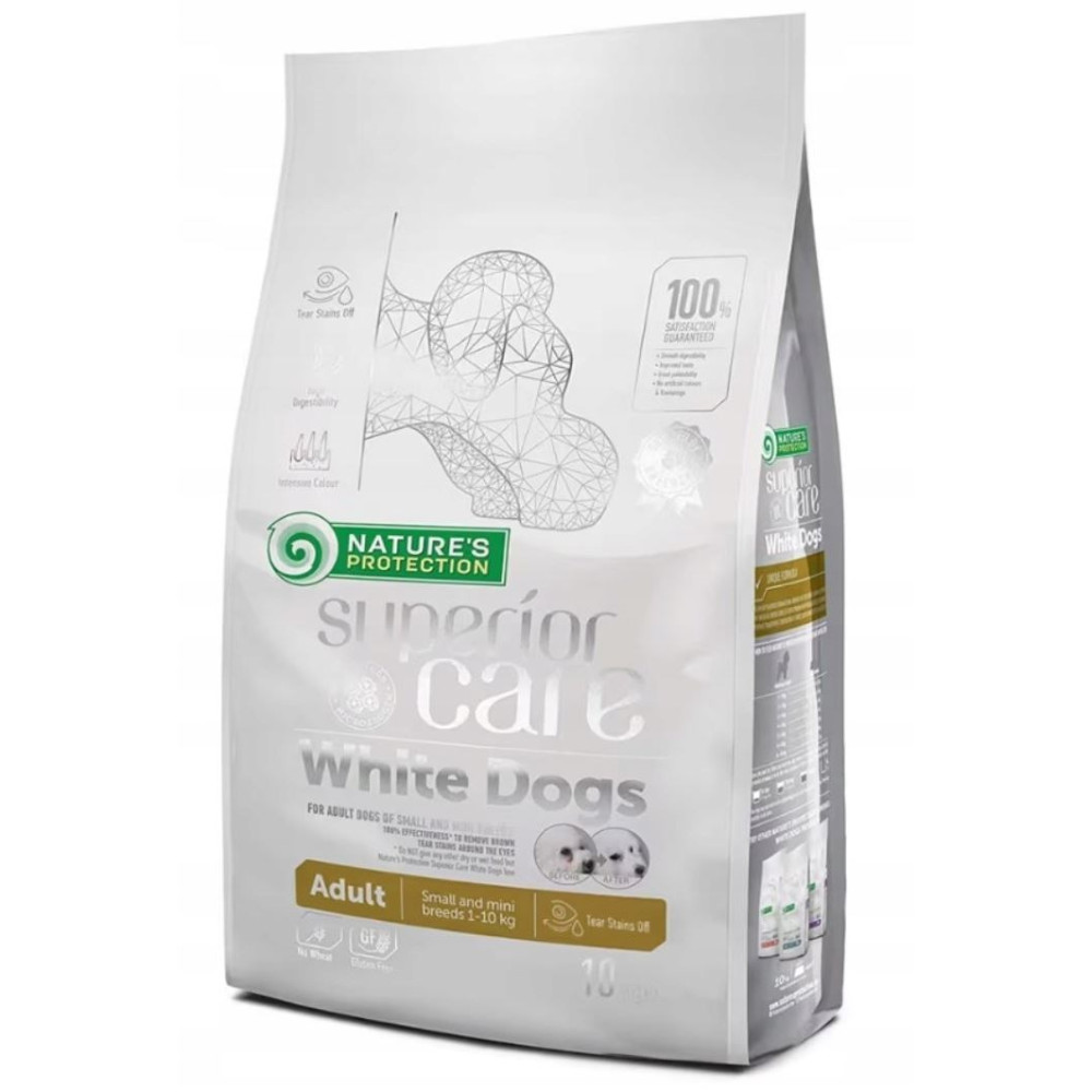 Torba karmy Nature's Protection Superior Care White Dogs, 10kg, dla dorosłych małych psów.