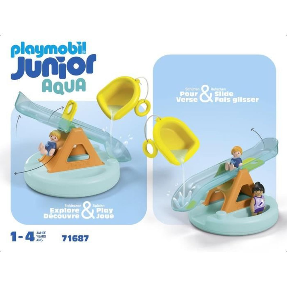 Giocattolo Playmobil Junior Aqua con scivolo e figure.