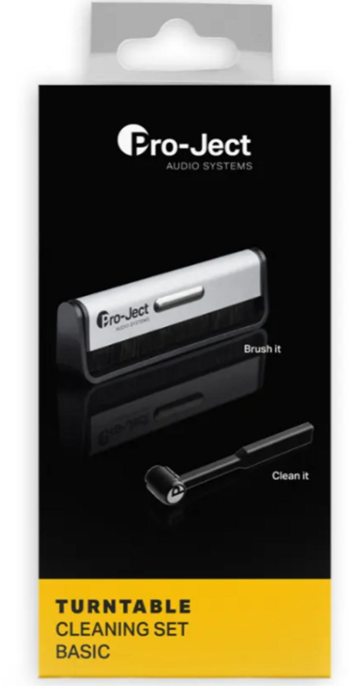 Zestaw do czyszczenia gramofonu Pro-Ject: szczotka i czyścik.