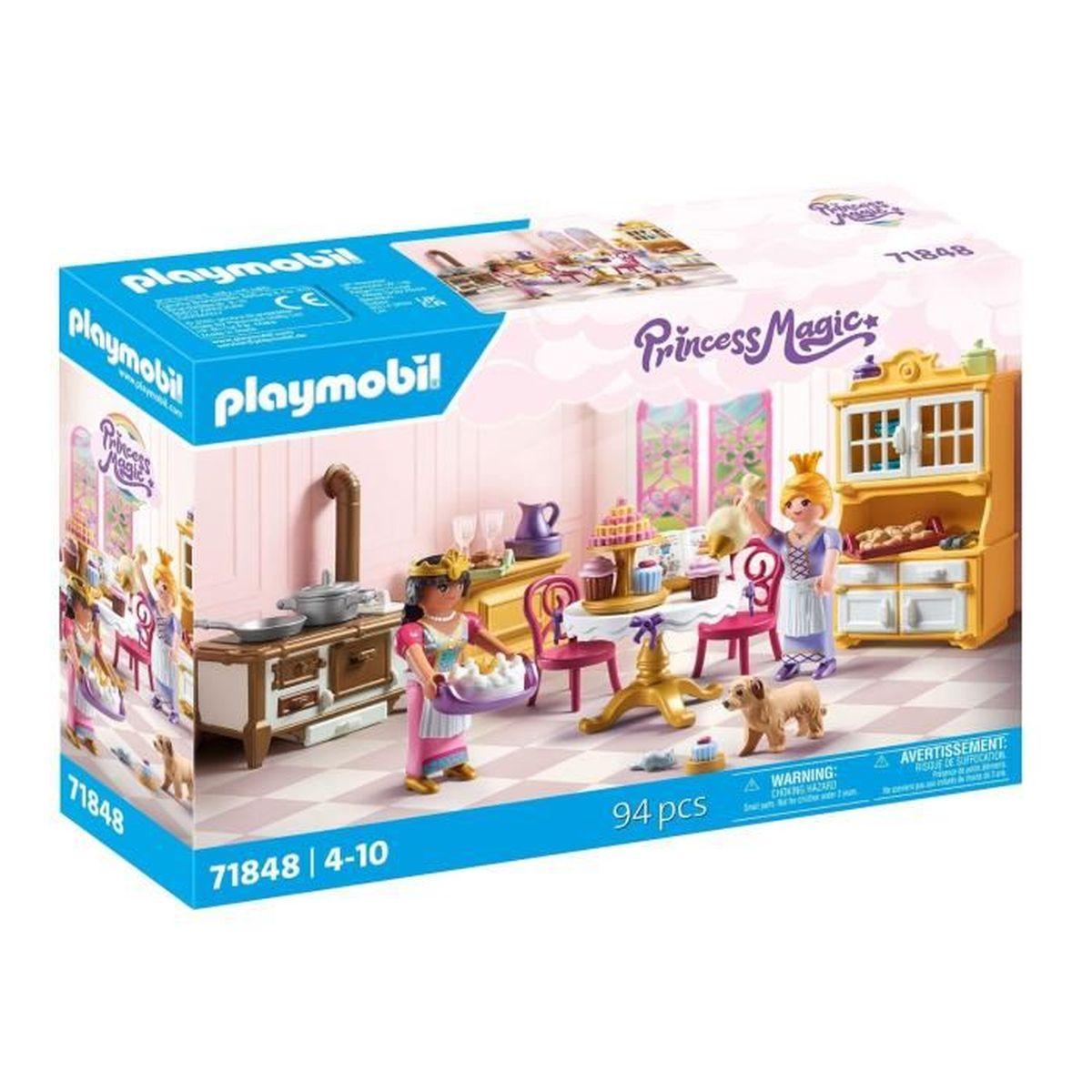 Playmobil Princess Magic Spielzeugküche mit Figuren, Hund und Zubehör.