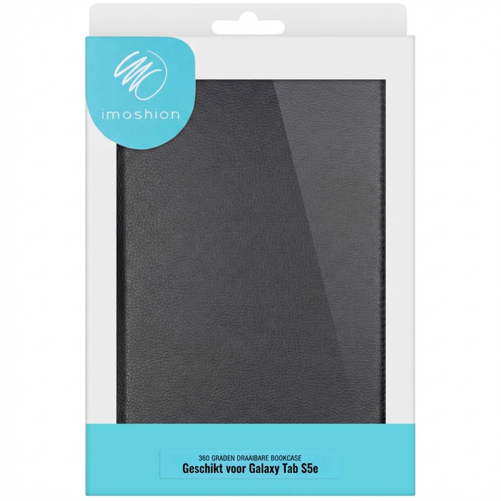 Packaging for a black Samsung Galaxy Tab S5e case with logo.