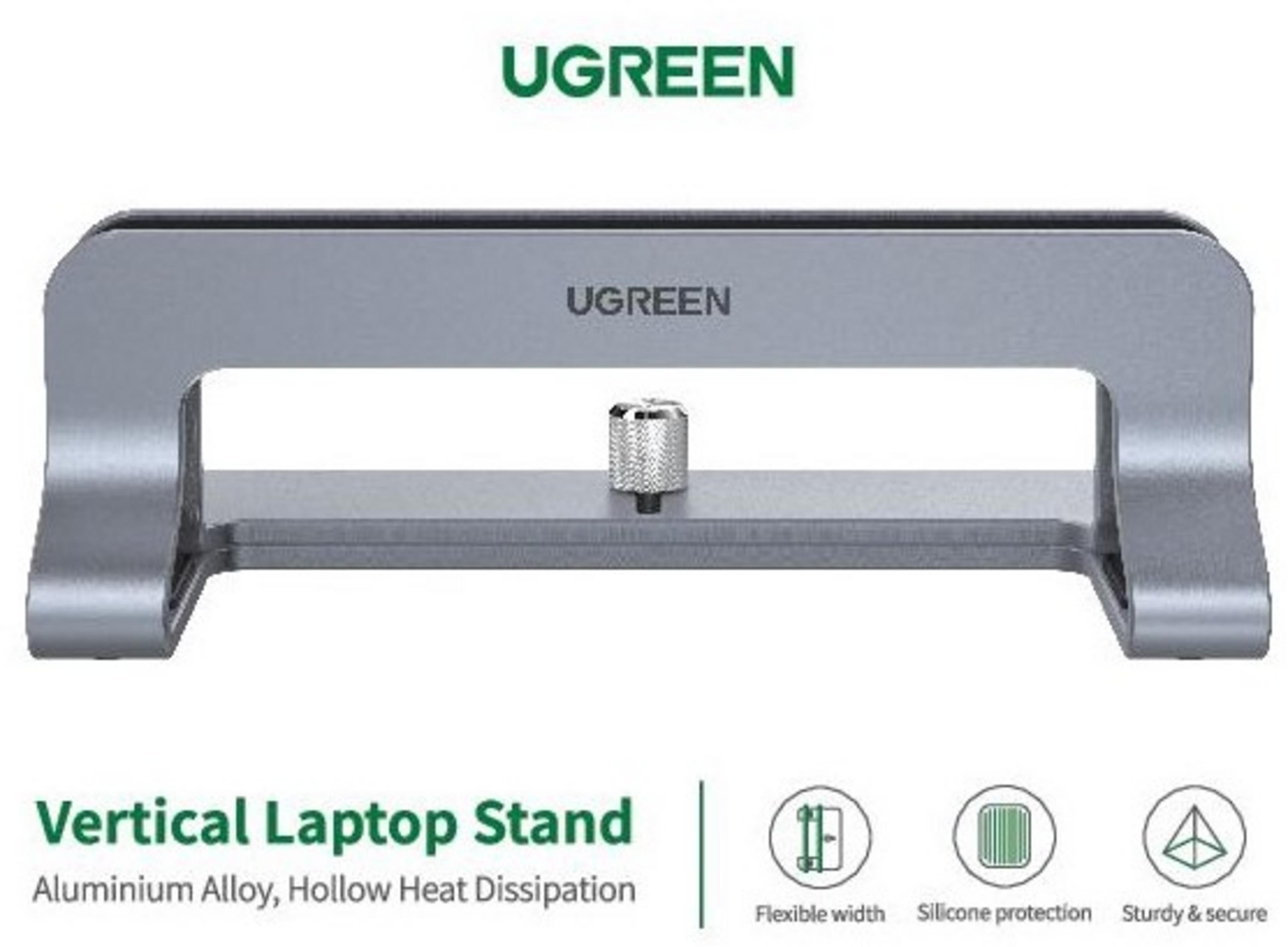 Grauer UGREEN Laptop-Ständer aus Aluminiumlegierung mit Rändelschraube.