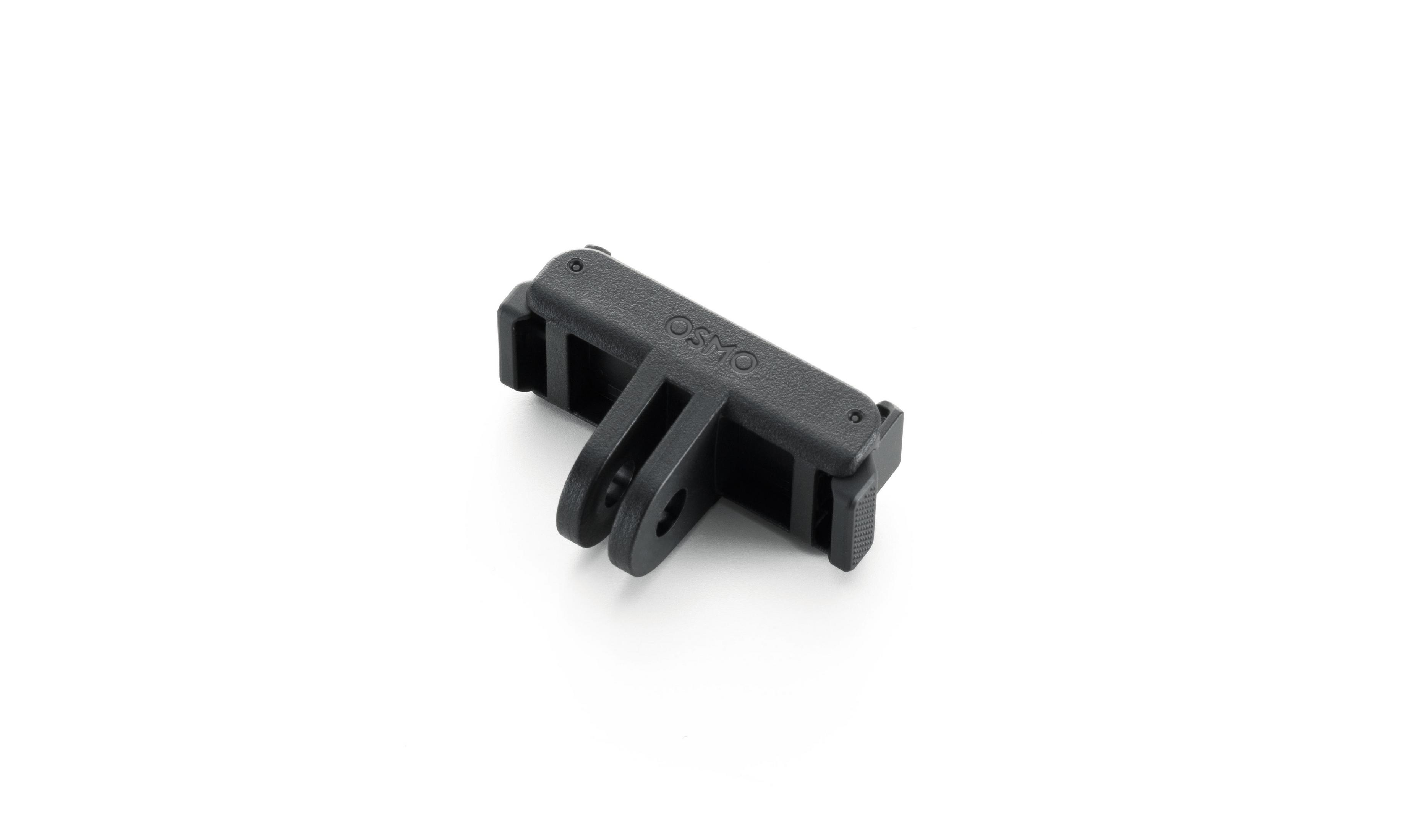 Adaptador negro OSMO con dos conectores de horquilla y un clip.