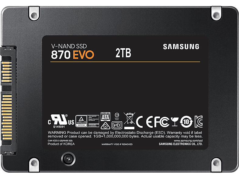 SAMSUNG MZ-77E2T0B/EU SSD 870 EVO 2TB BASIC, 2 TB, SSD, 2.5