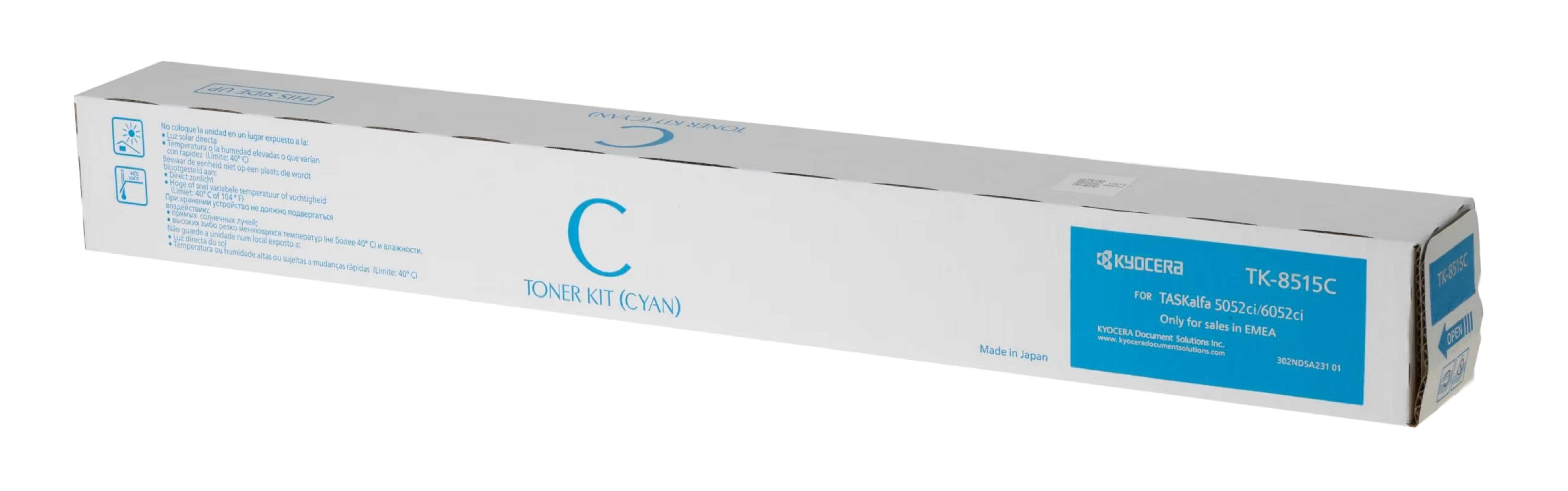 Zestaw tonerów Kyocera TK-8515C Cyan do TASKalfa 5052ci/6052ci. Wyprodukowano w Japonii.
