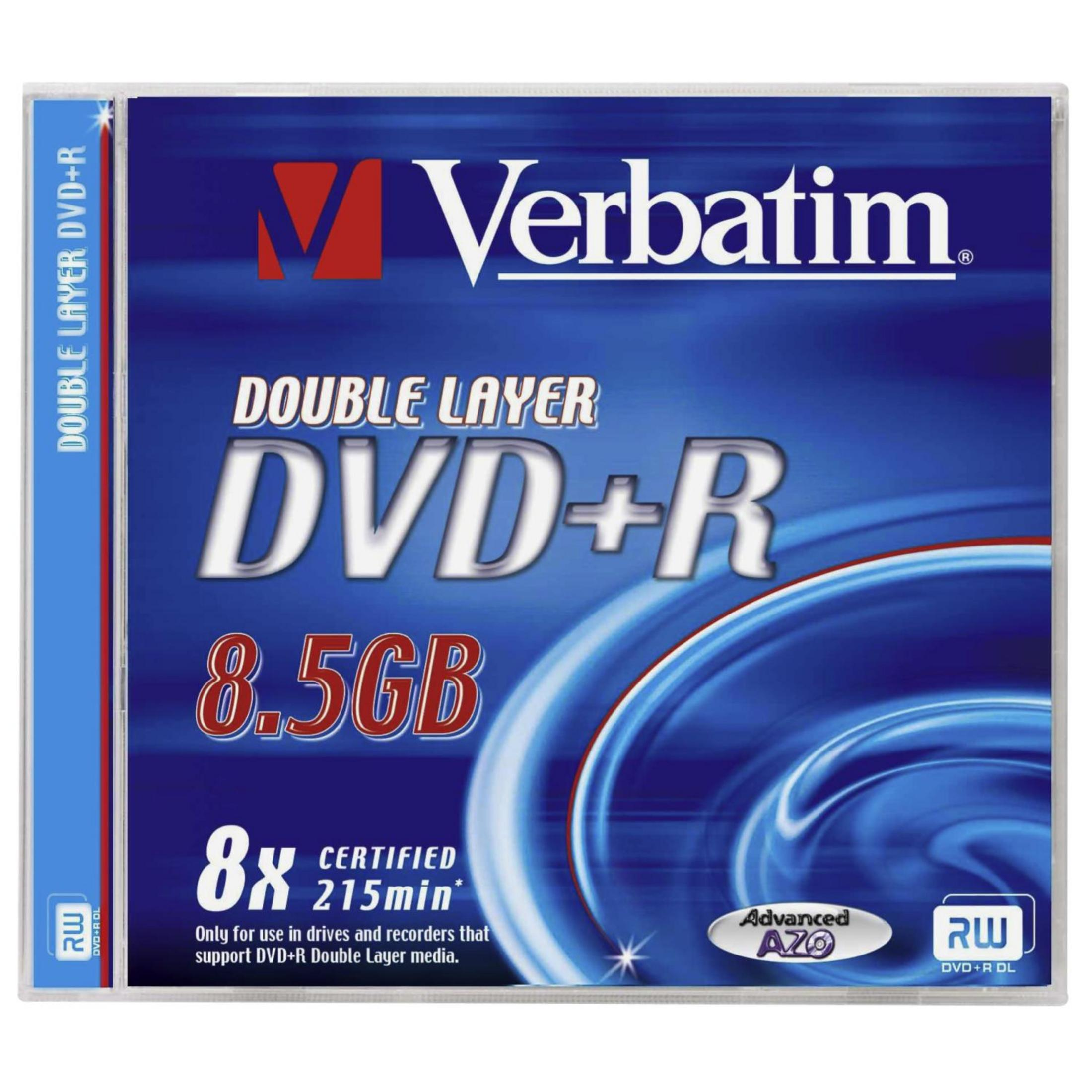 Verbatim DVD+R Dwóch Warstw 8.5GB z certyfikatem 8x.