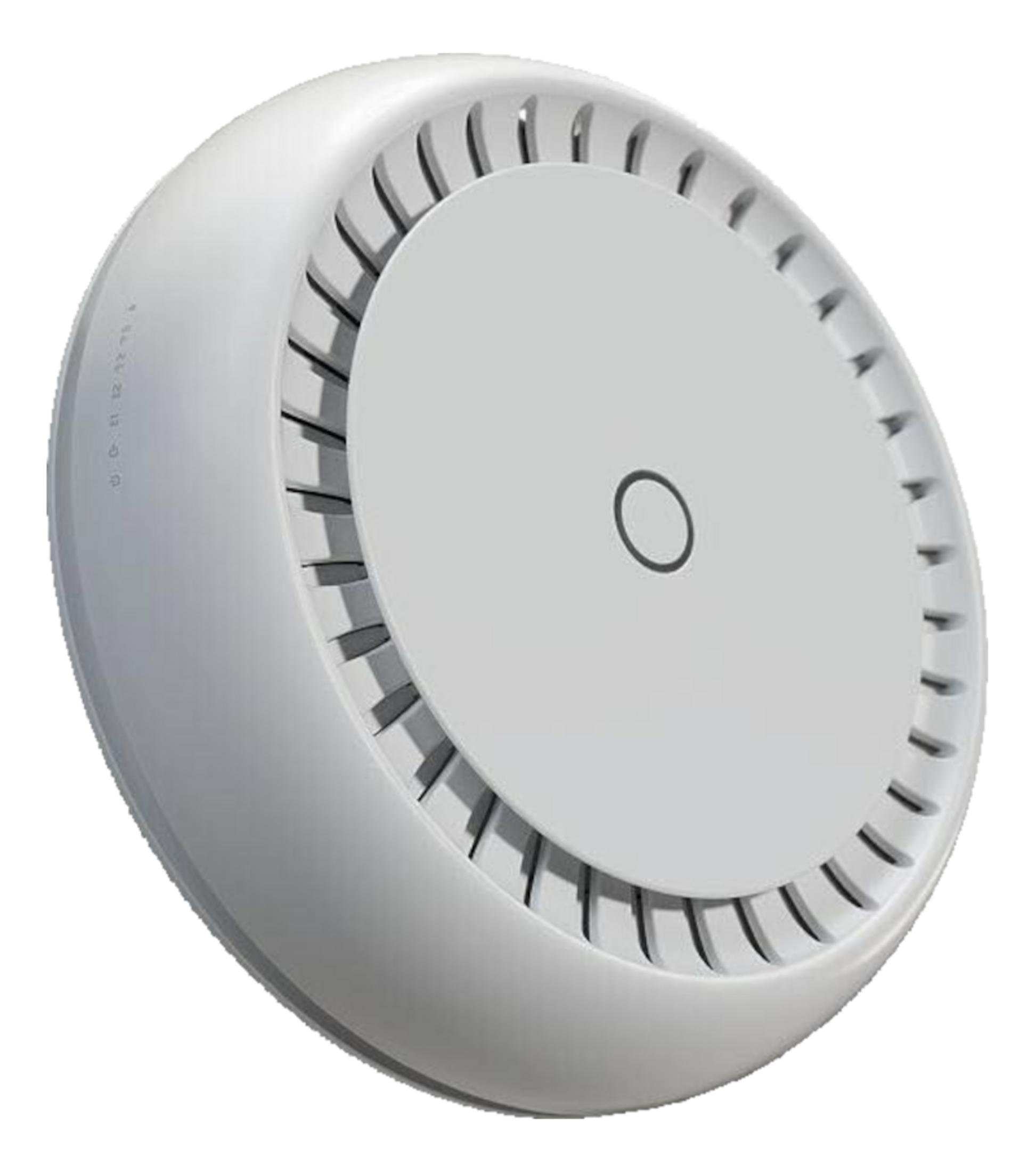 Biały, okrągły AP z otworami wentylacyjnymi i kółkiem pośrodku.