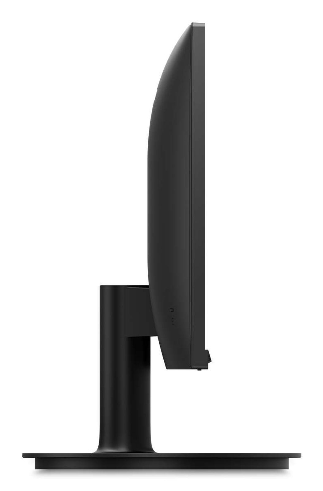 Widok z boku czarnego monitora komputerowego na stojaku.