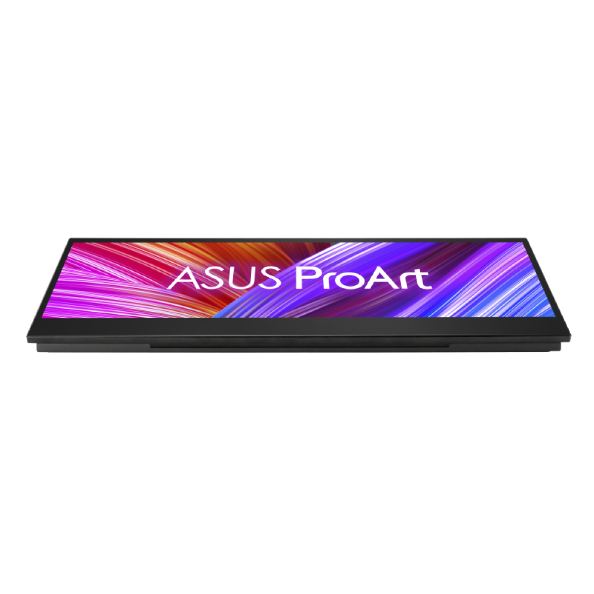 Un moniteur ASUS ProArt noir affichant un fond abstrait coloré.