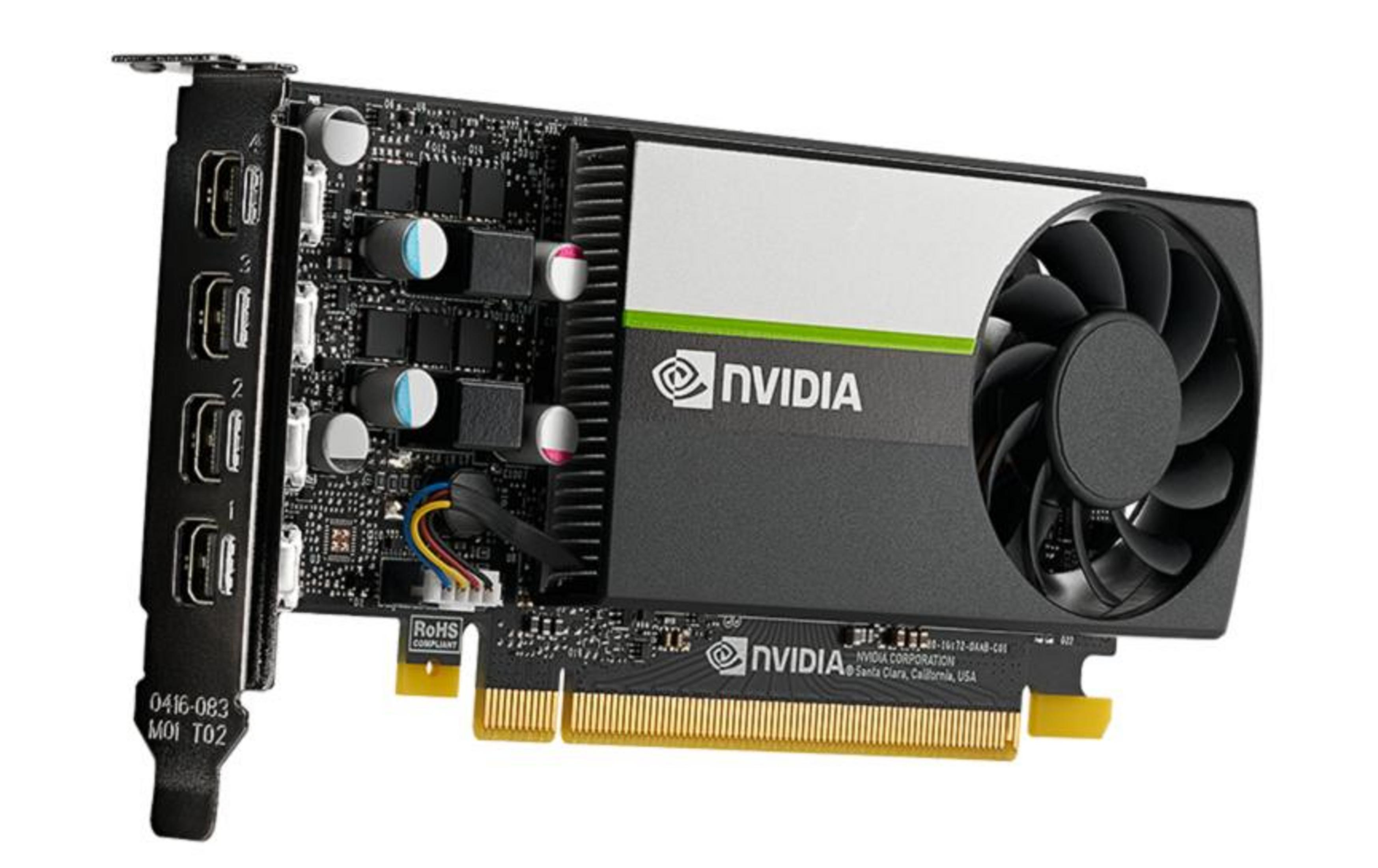 Eine NVIDIA-Grafikkarte mit Lüfter und Anschlüssen.