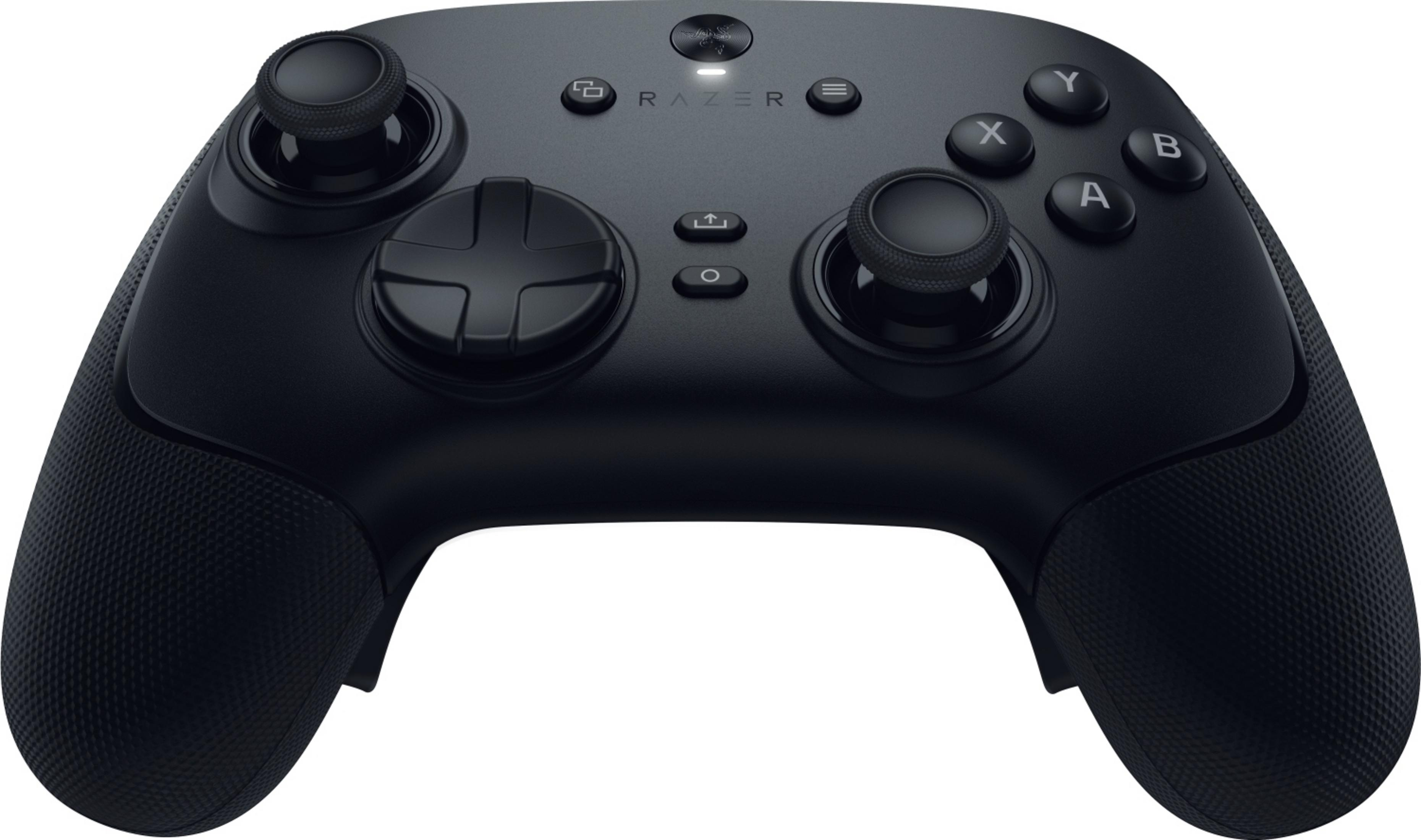 Controller Razer nero con due joystick, D-pad e pulsanti.