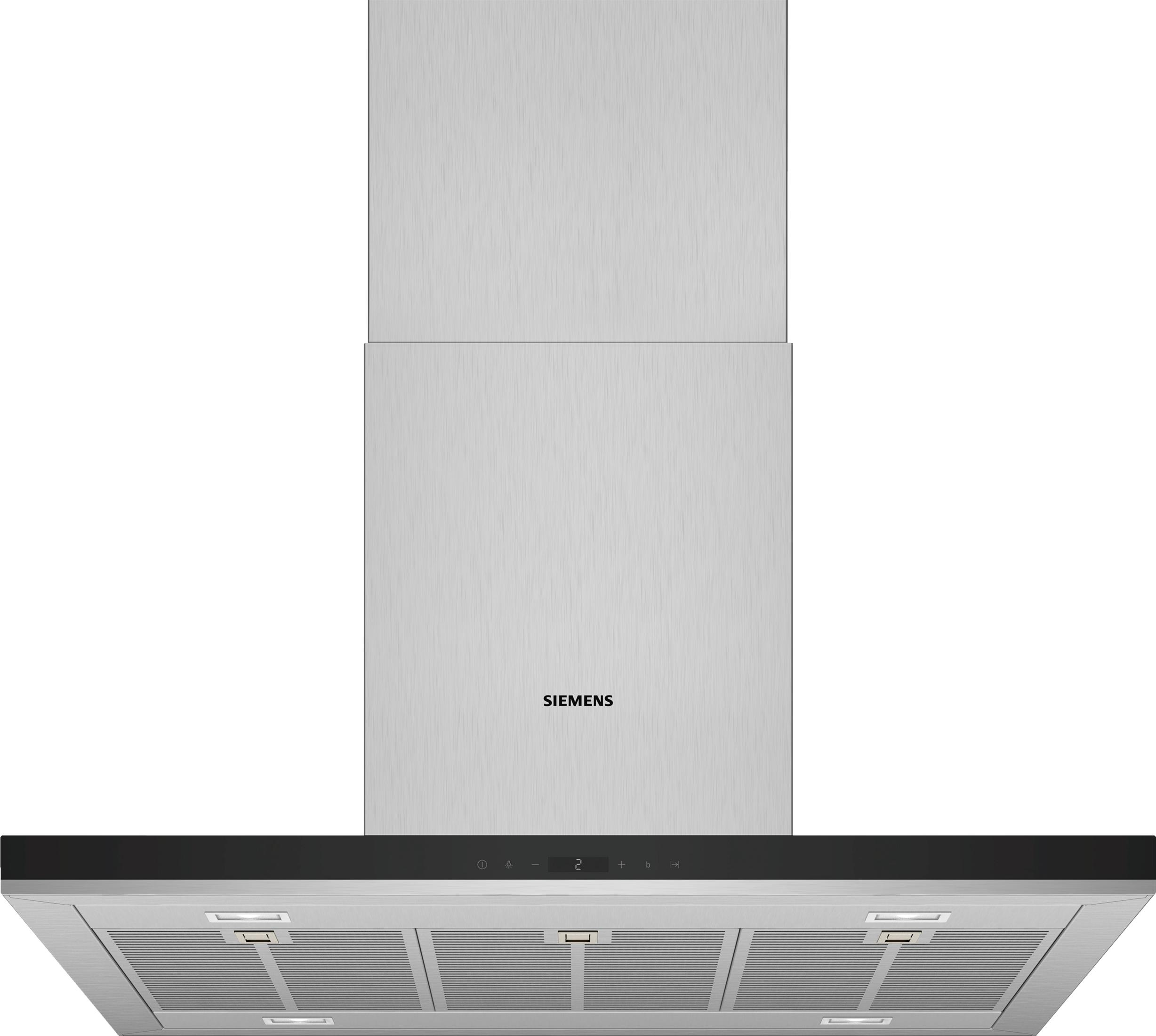 Cappa aspirante in acciaio inox con logo SIEMENS e pannello.