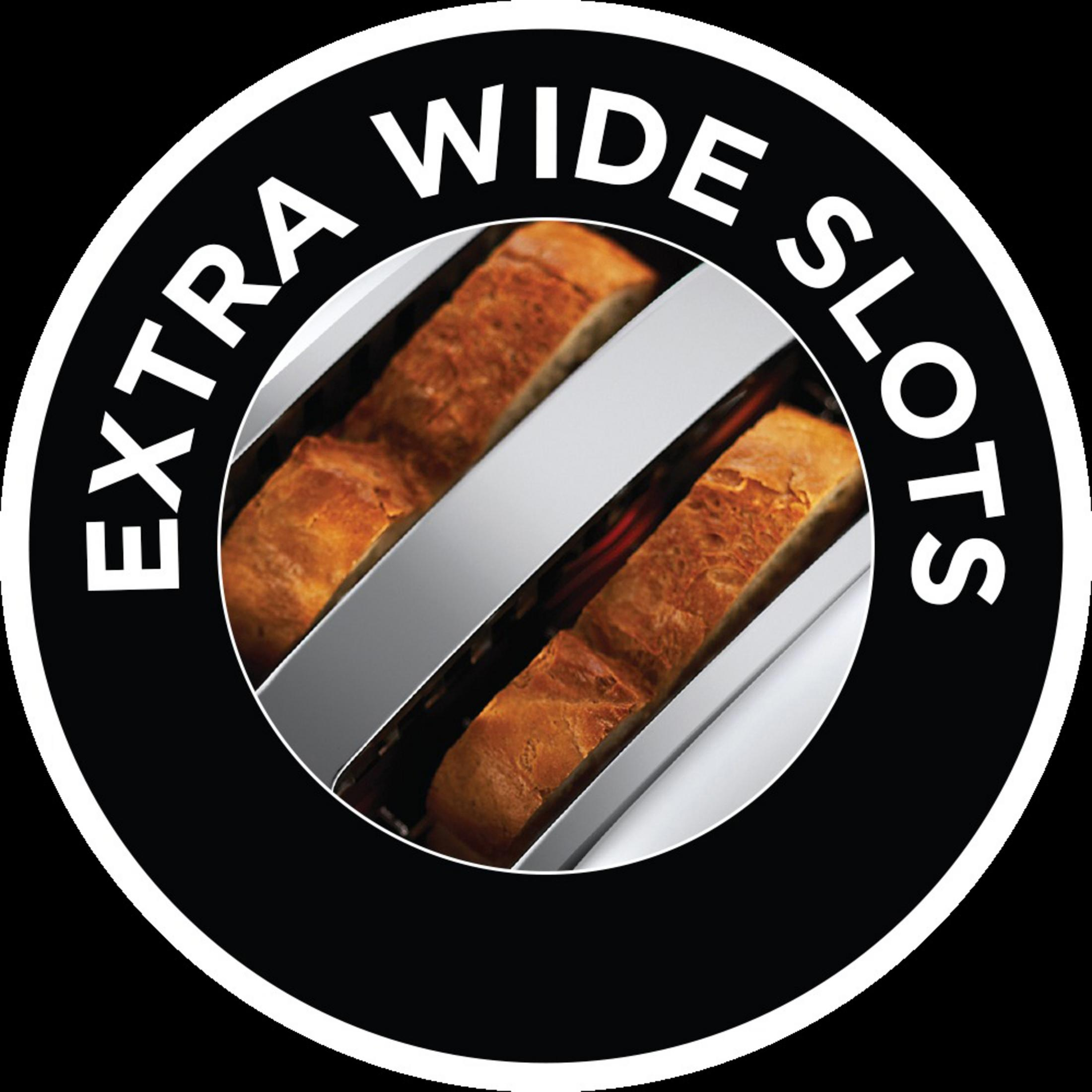 Toster z bardzo szerokimi szczelinami, tostuący kromki chleba.